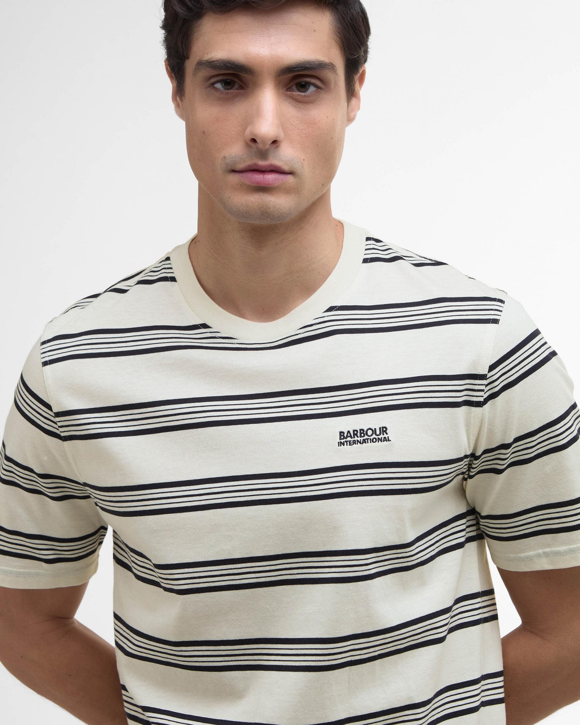 Barbour International Upham Mens Striped T-Shirt - Whisper White - Image 3