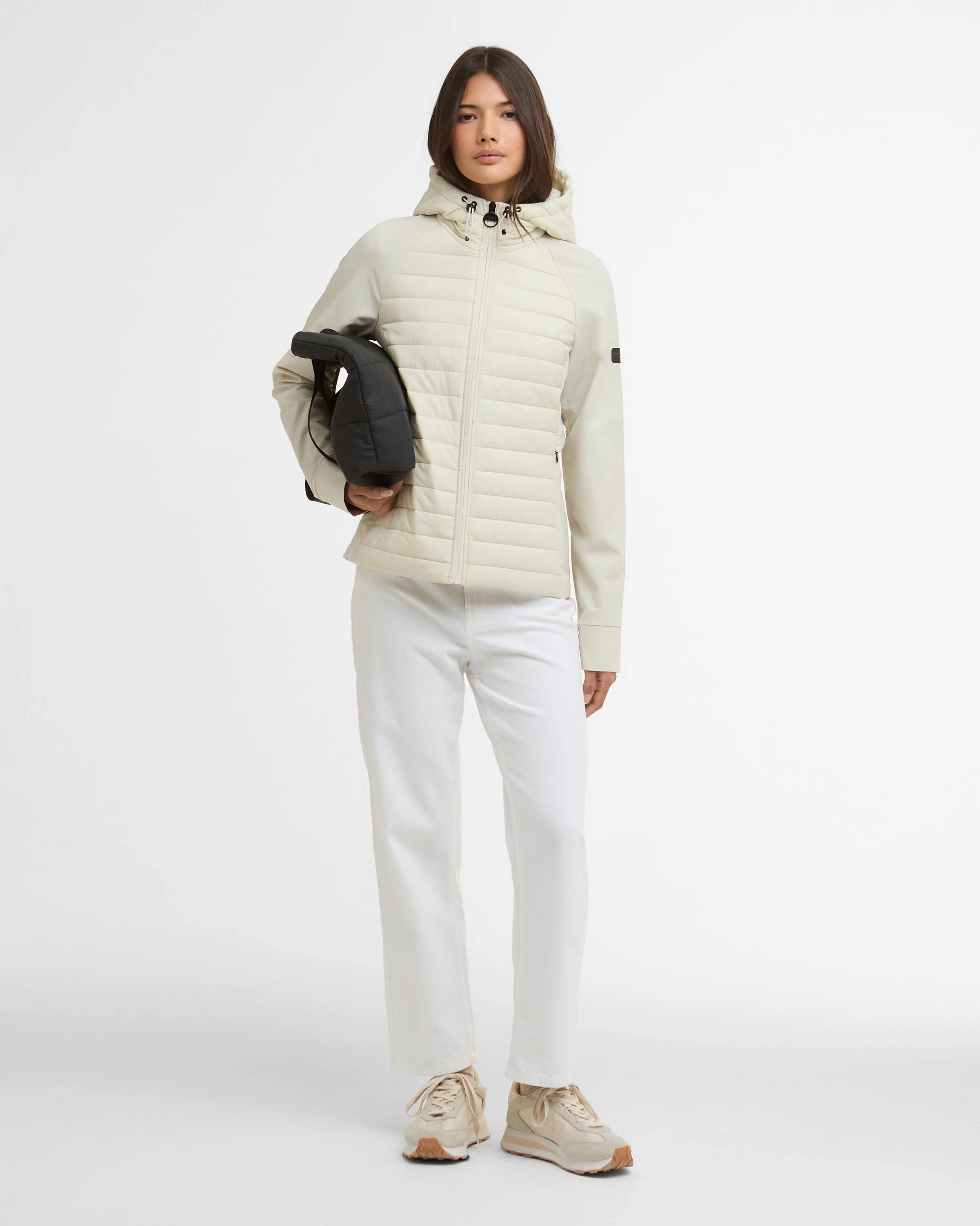 Barbour International Valentina Womens Quilted Hybrid Jacket - Bone White - Image 2
