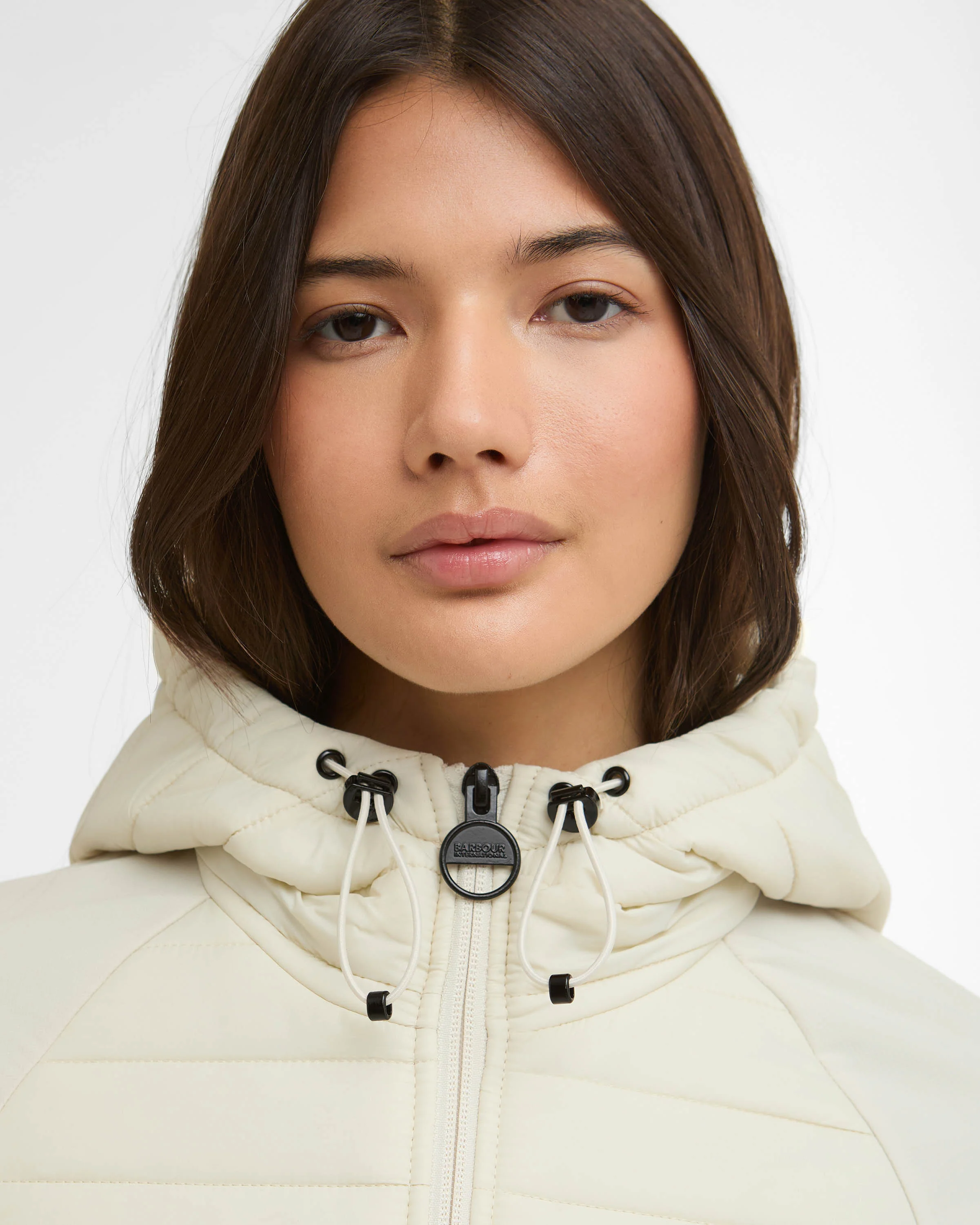 Barbour International Valentina Womens Quilted Hybrid Jacket - Bone White - Image 4
