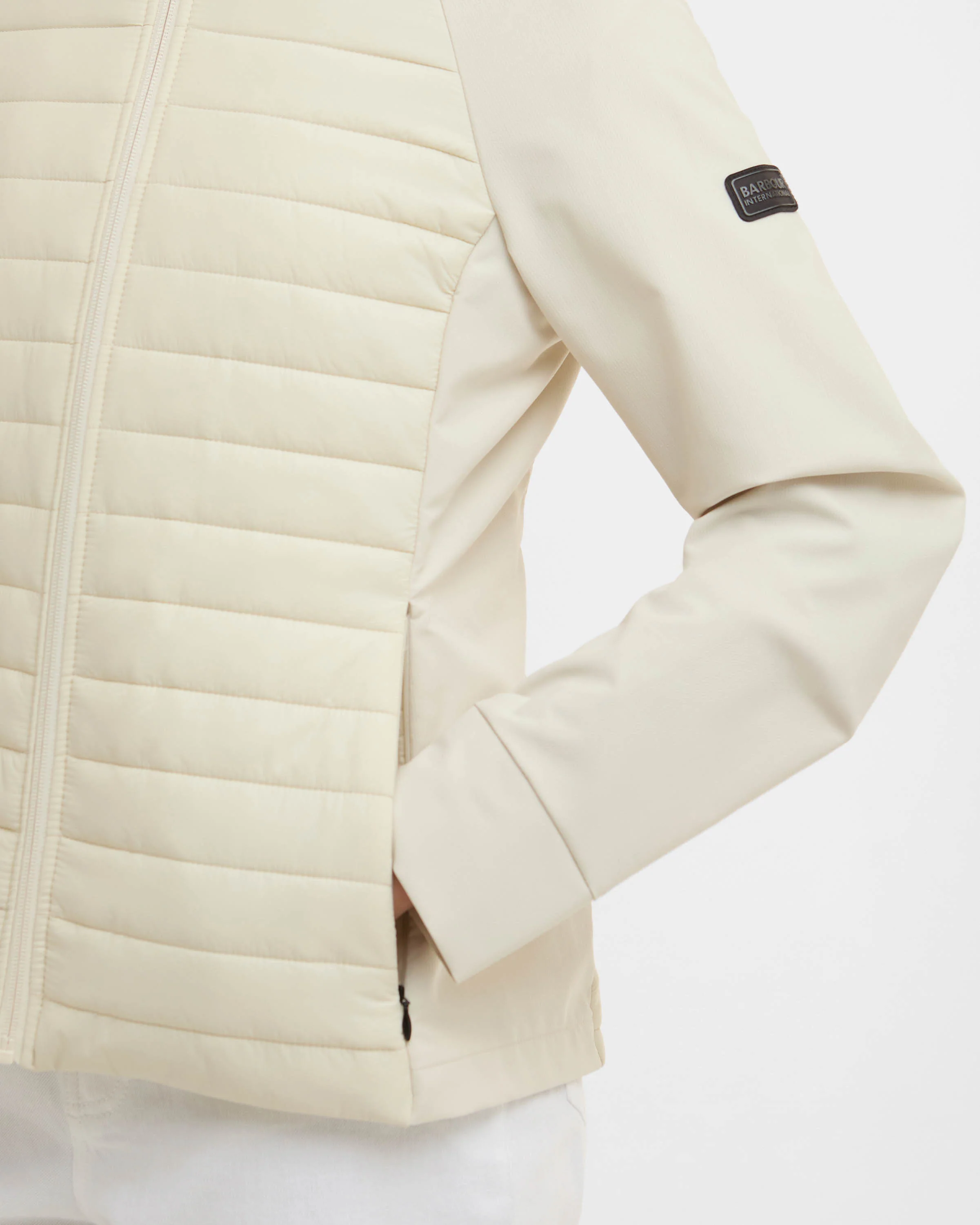 Barbour International Valentina Womens Quilted Hybrid Jacket - Bone White - Image 7