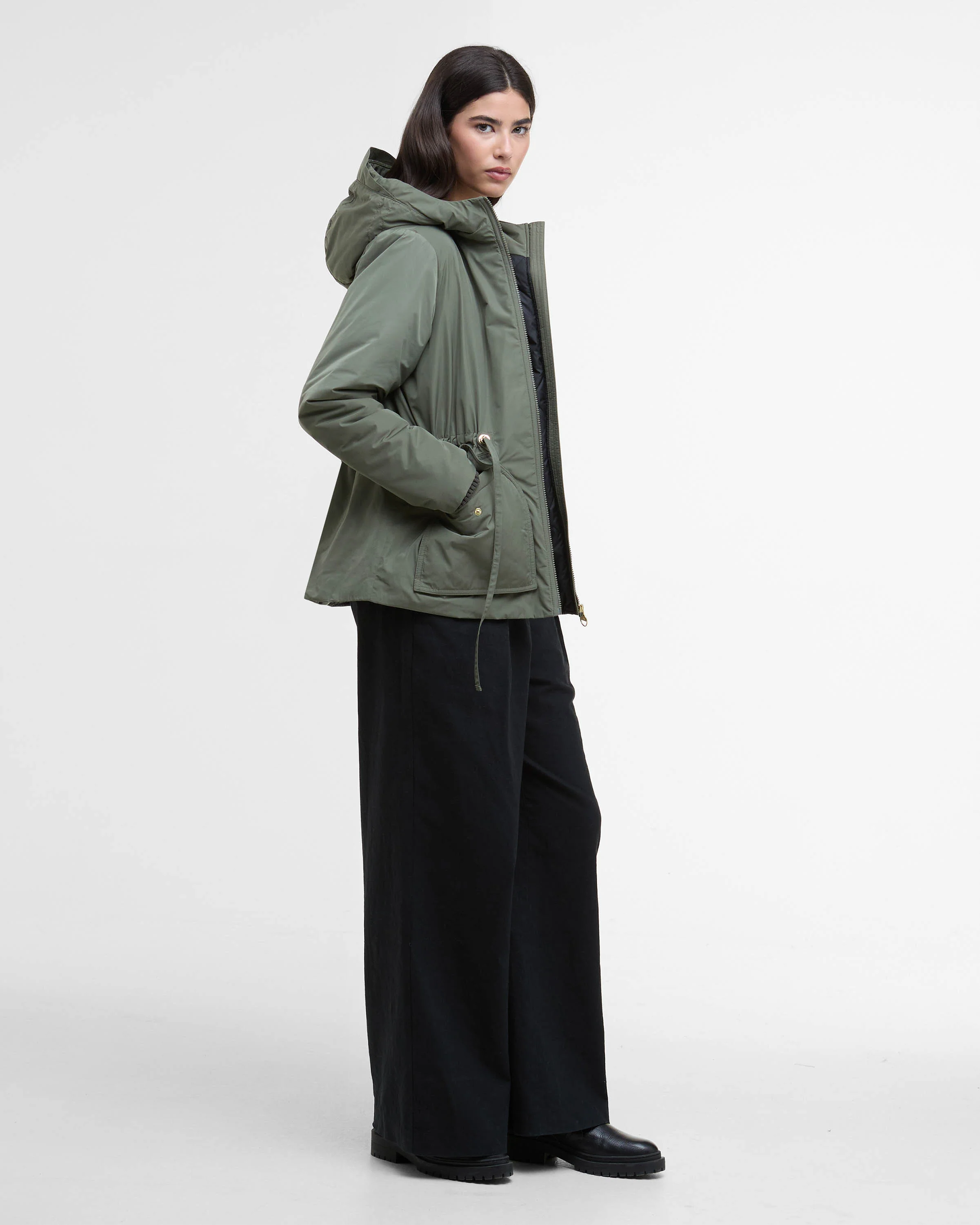 Barbour International Winter Piper Womens Showerproof Jacket - Dusky Khaki - Image 3