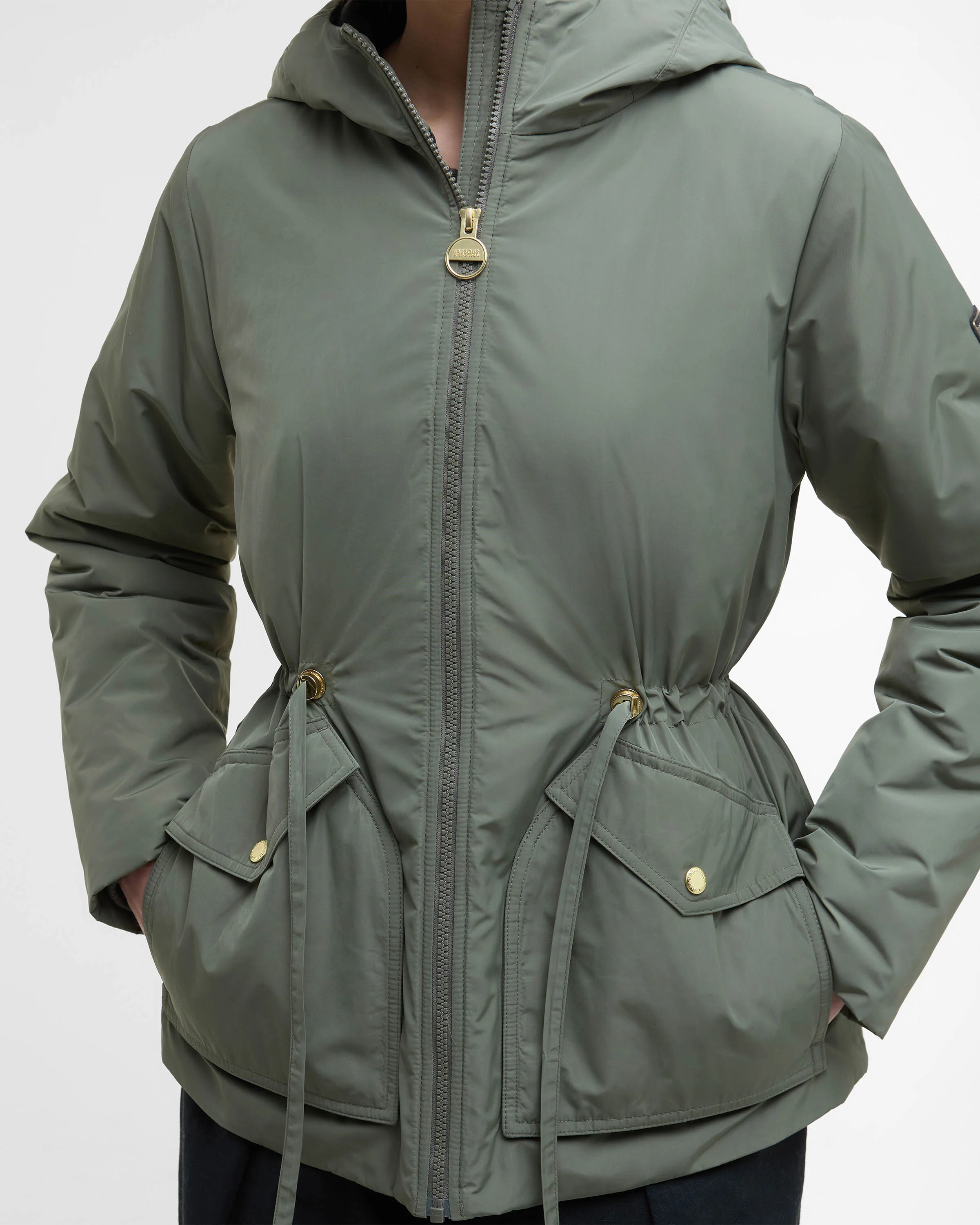 Barbour International Winter Piper Womens Showerproof Jacket - Dusky Khaki - Image 6