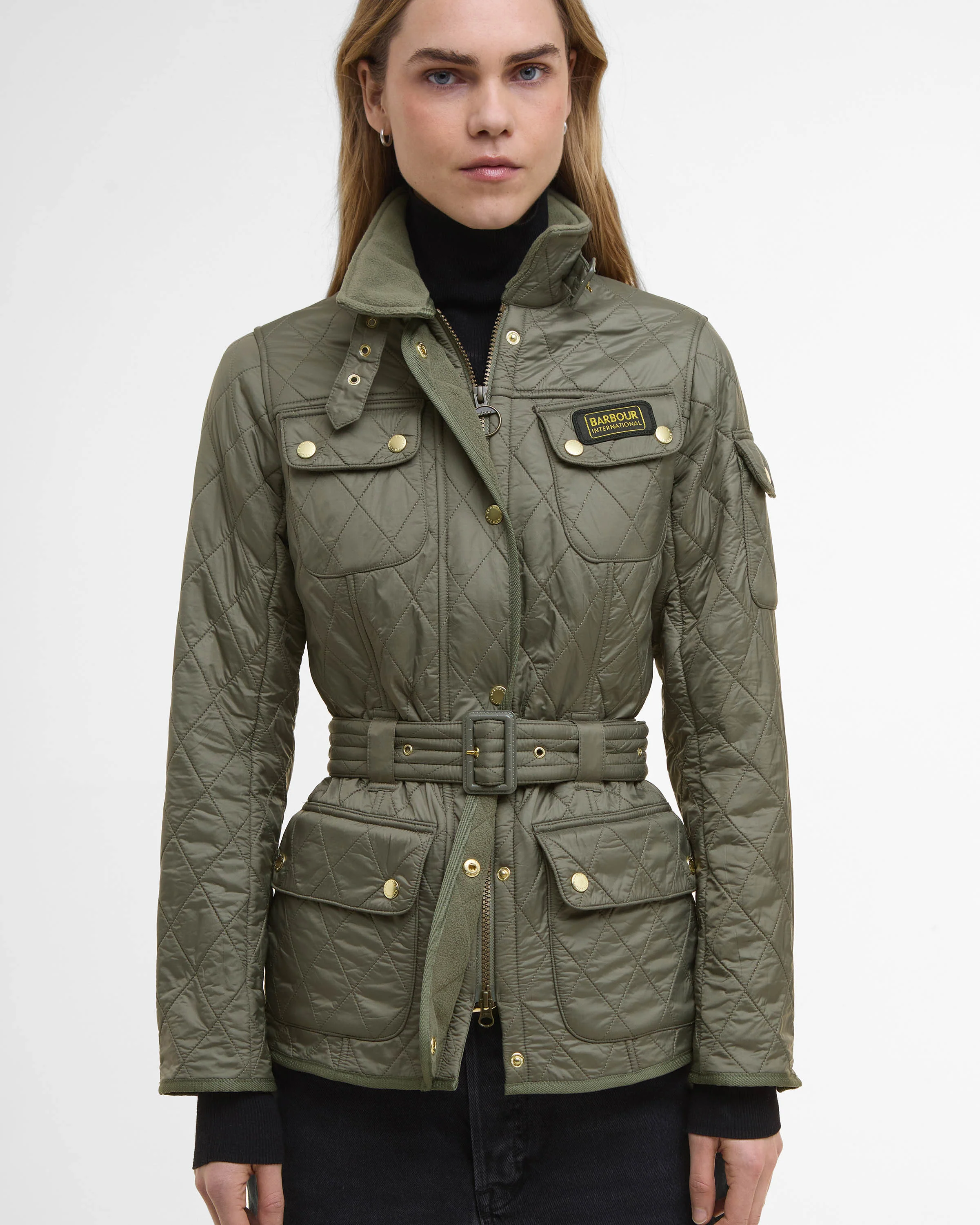 Barbour International Womens Polarquilt Jacket - Dusky Khaki - Image 2