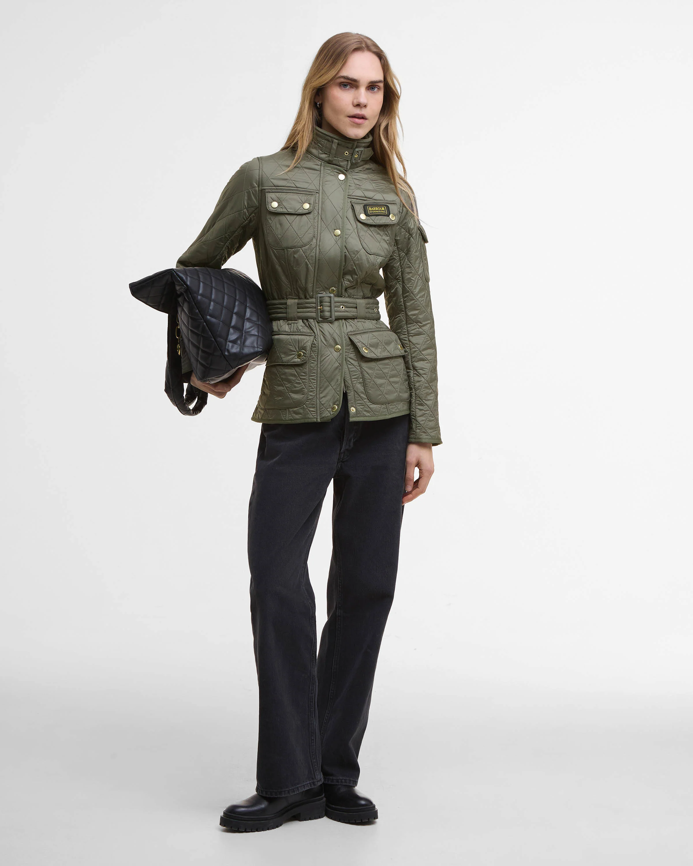 Barbour International Womens Polarquilt Jacket - Dusky Khaki - Image 4