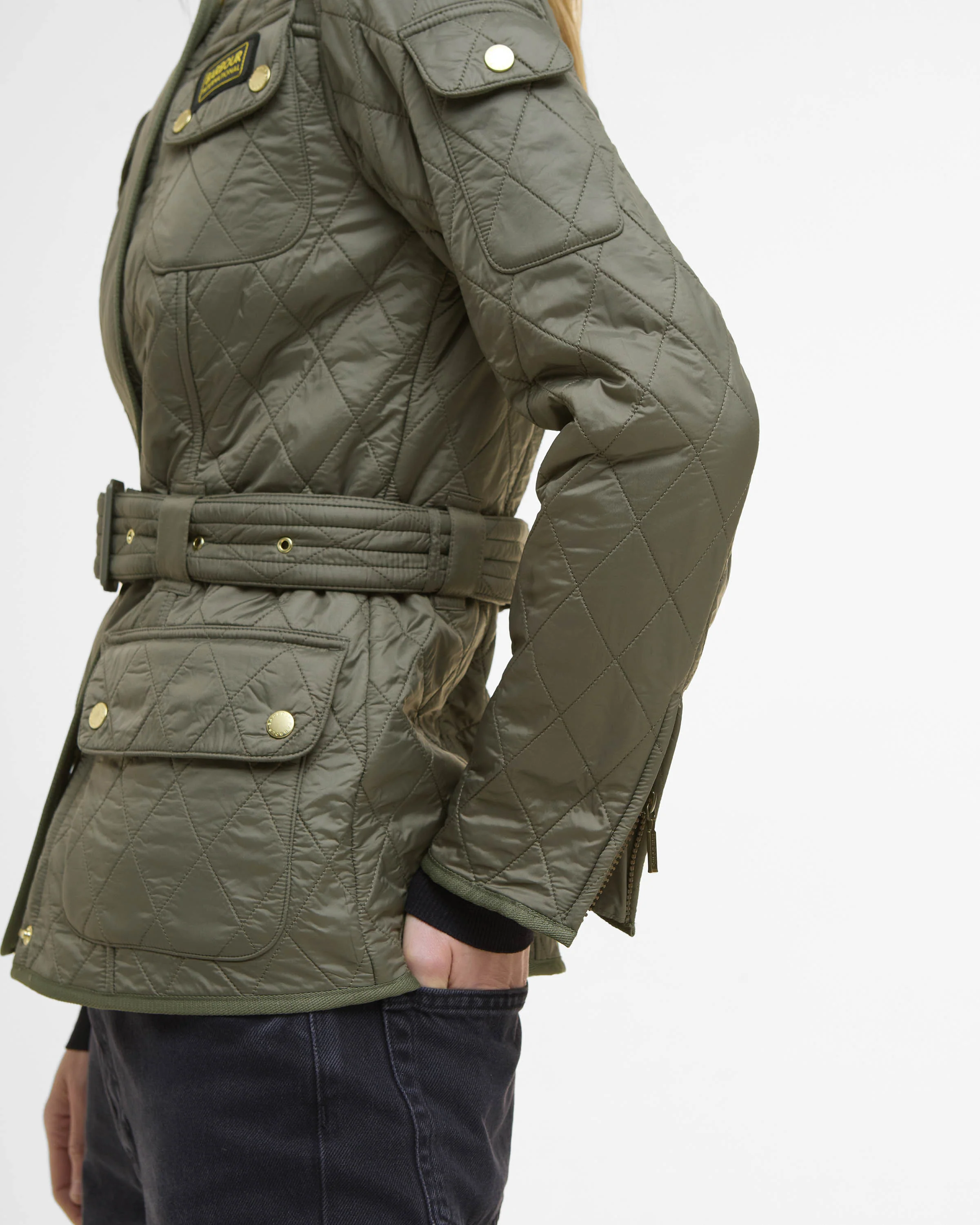 Barbour International Womens Polarquilt Jacket - Dusky Khaki - Image 5