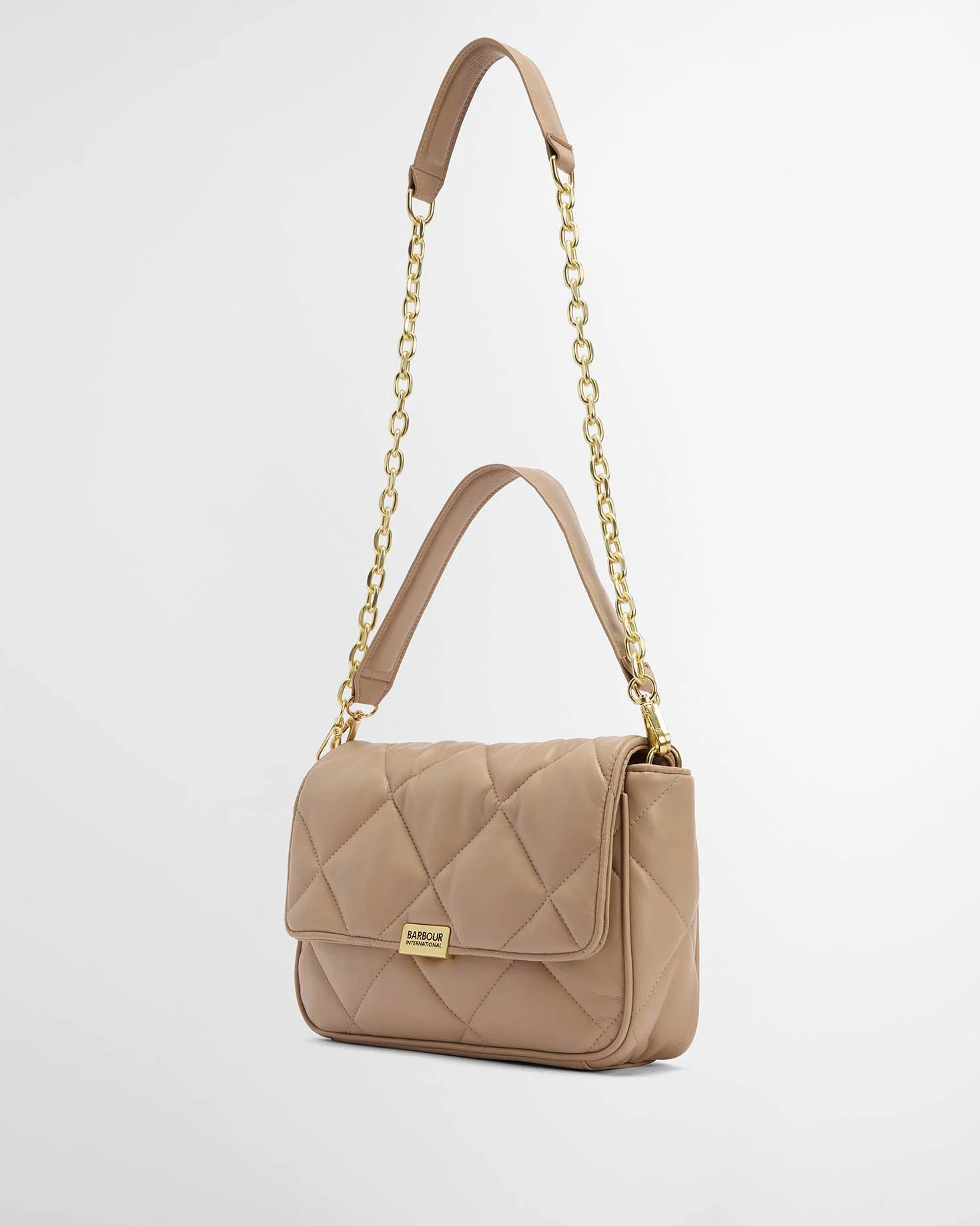 Barbour International Womens Soft Quilt Shoulder Bag - Camel - Image 2