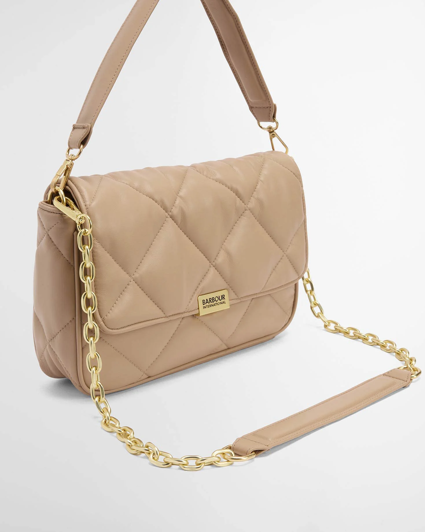 Barbour International Womens Soft Quilt Shoulder Bag - Camel - Image 3