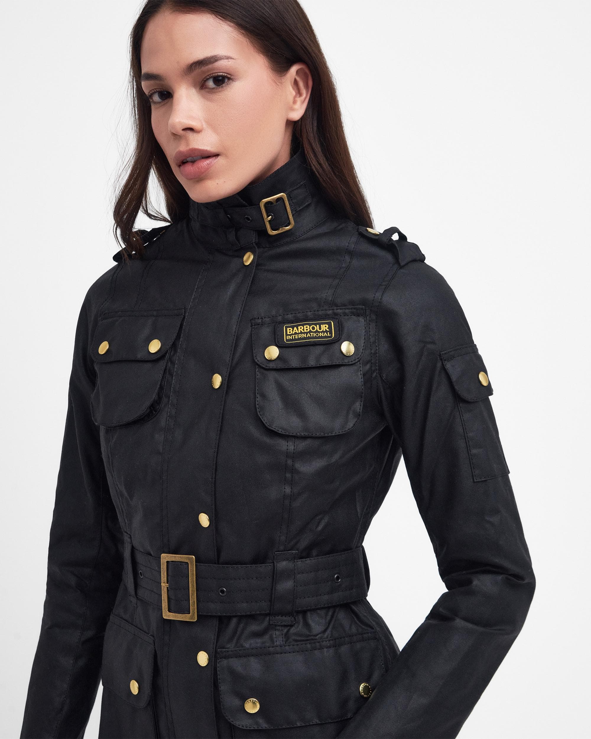 Barbour International Womens Wax Jacket - Black - Image 2