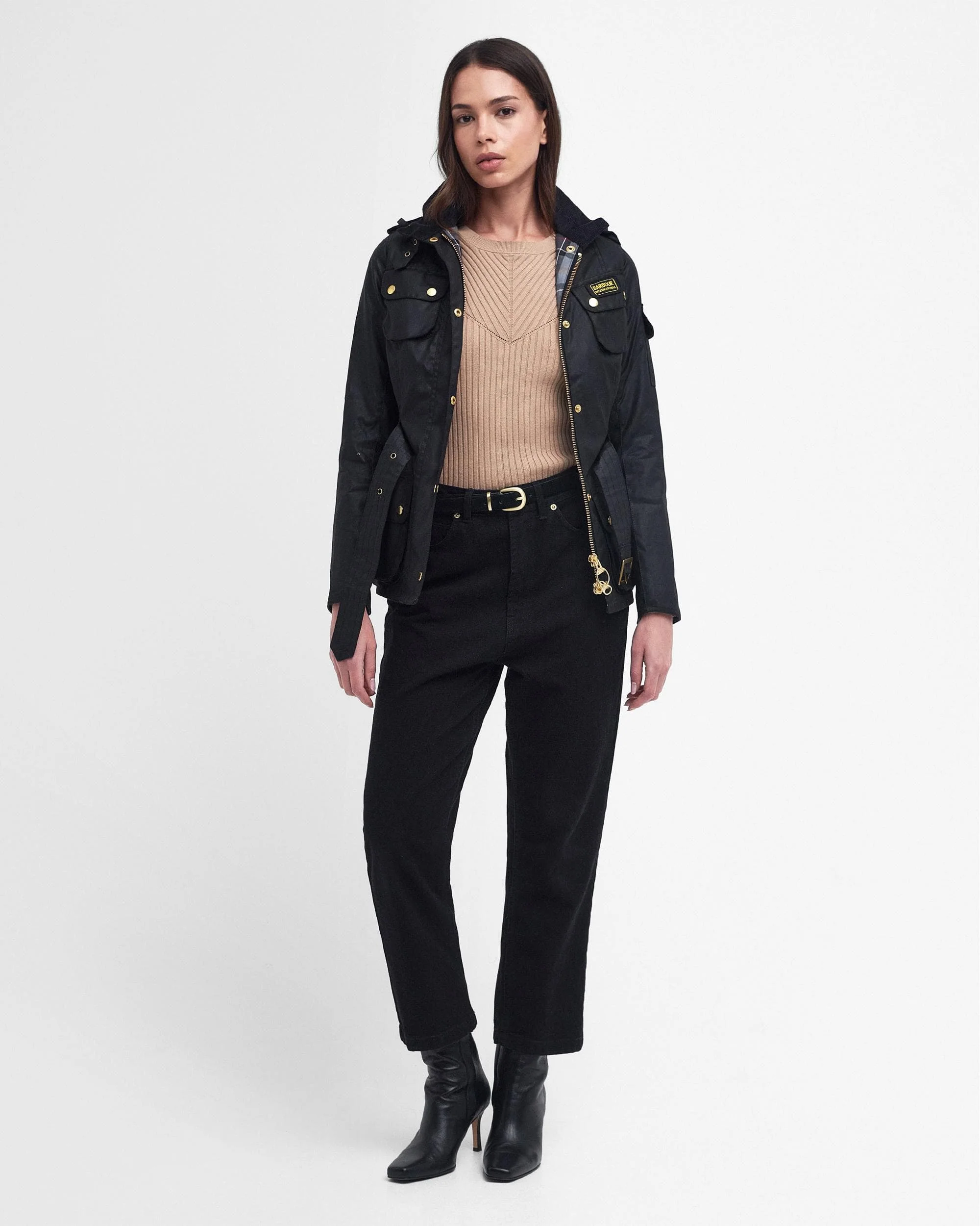 Barbour International Womens Wax Jacket - Black - Image 3