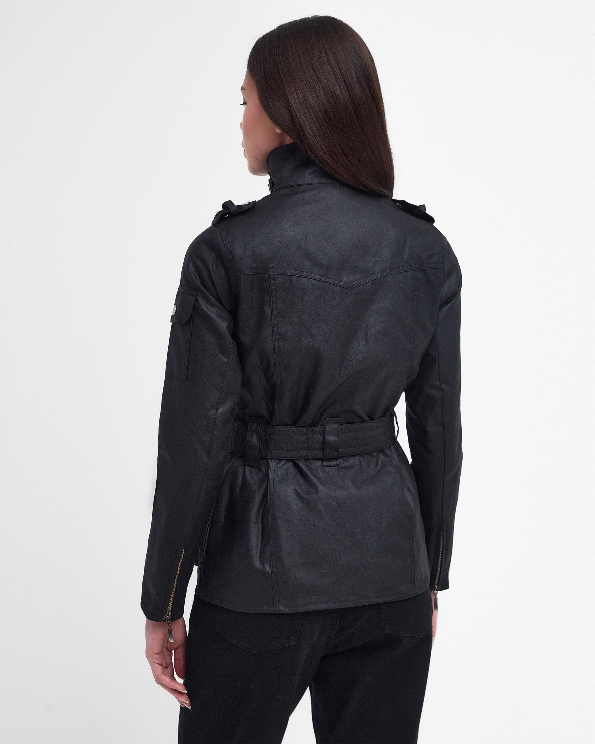 Barbour International Womens Wax Jacket - Black - Image 4