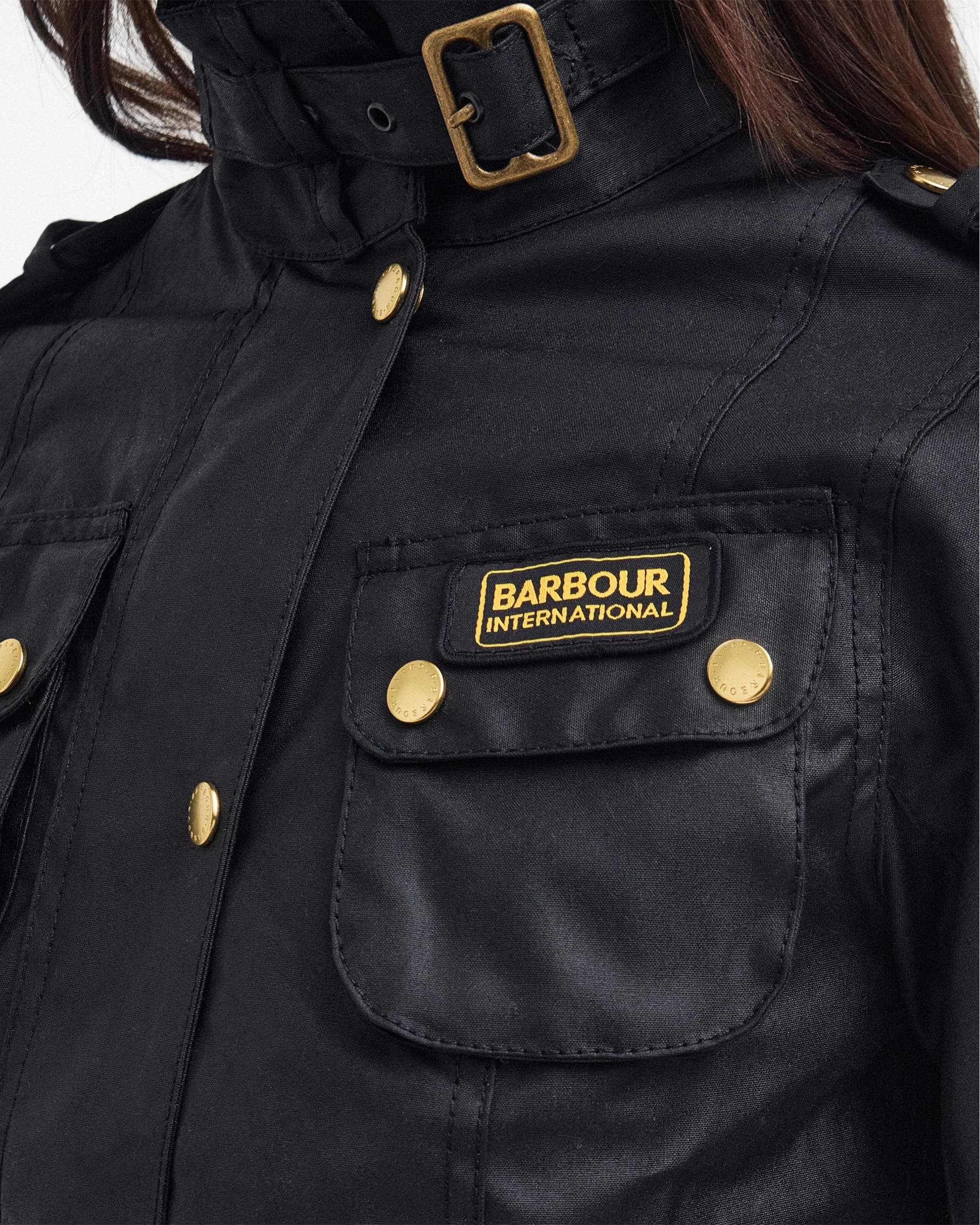 Barbour International Womens Wax Jacket - Black - Image 5