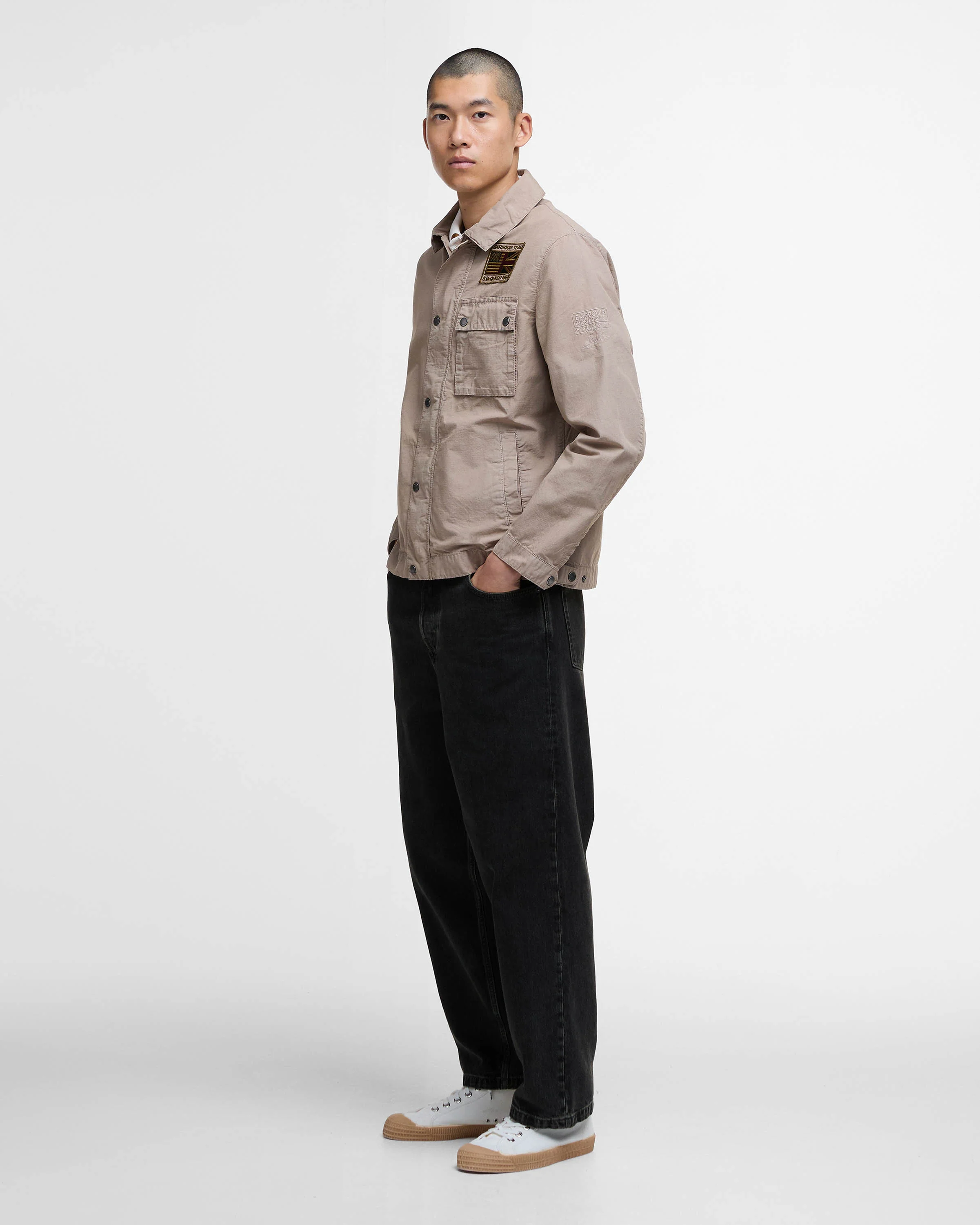 Barbour International Workers Mens Casual Jacket - Timberwolf - Image 2