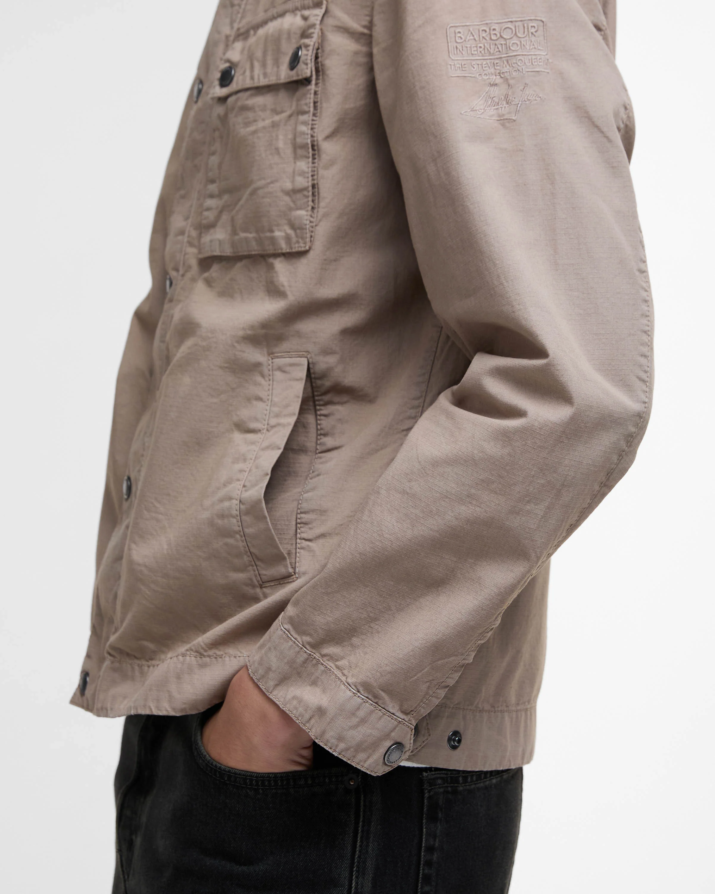 Barbour International Workers Mens Casual Jacket - Timberwolf - Image 3