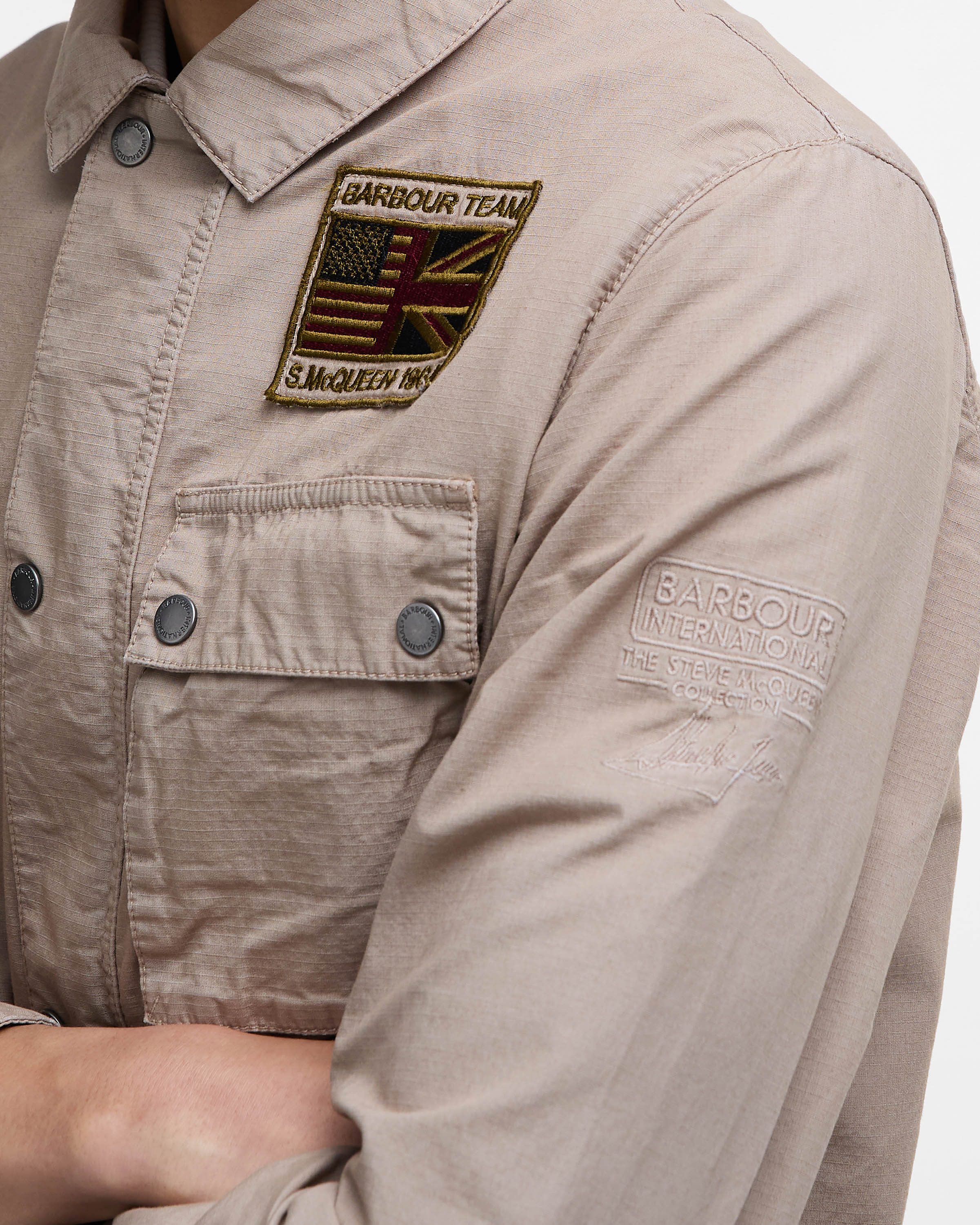 Barbour International Workers Mens Casual Jacket - Timberwolf - Image 4