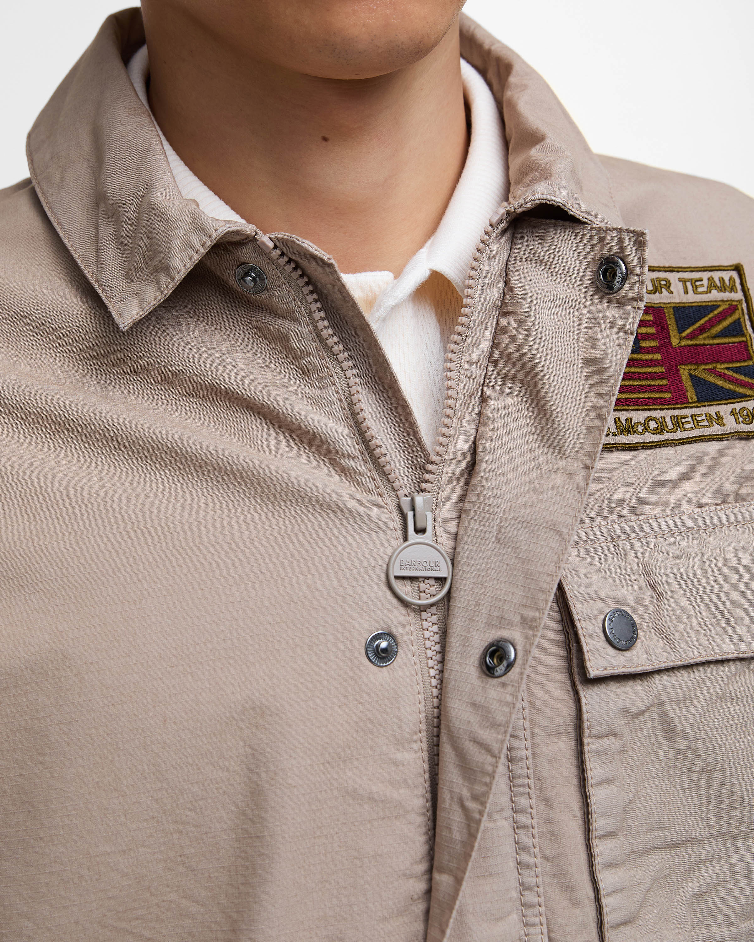 Barbour International Workers Mens Casual Jacket - Timberwolf - Image 6