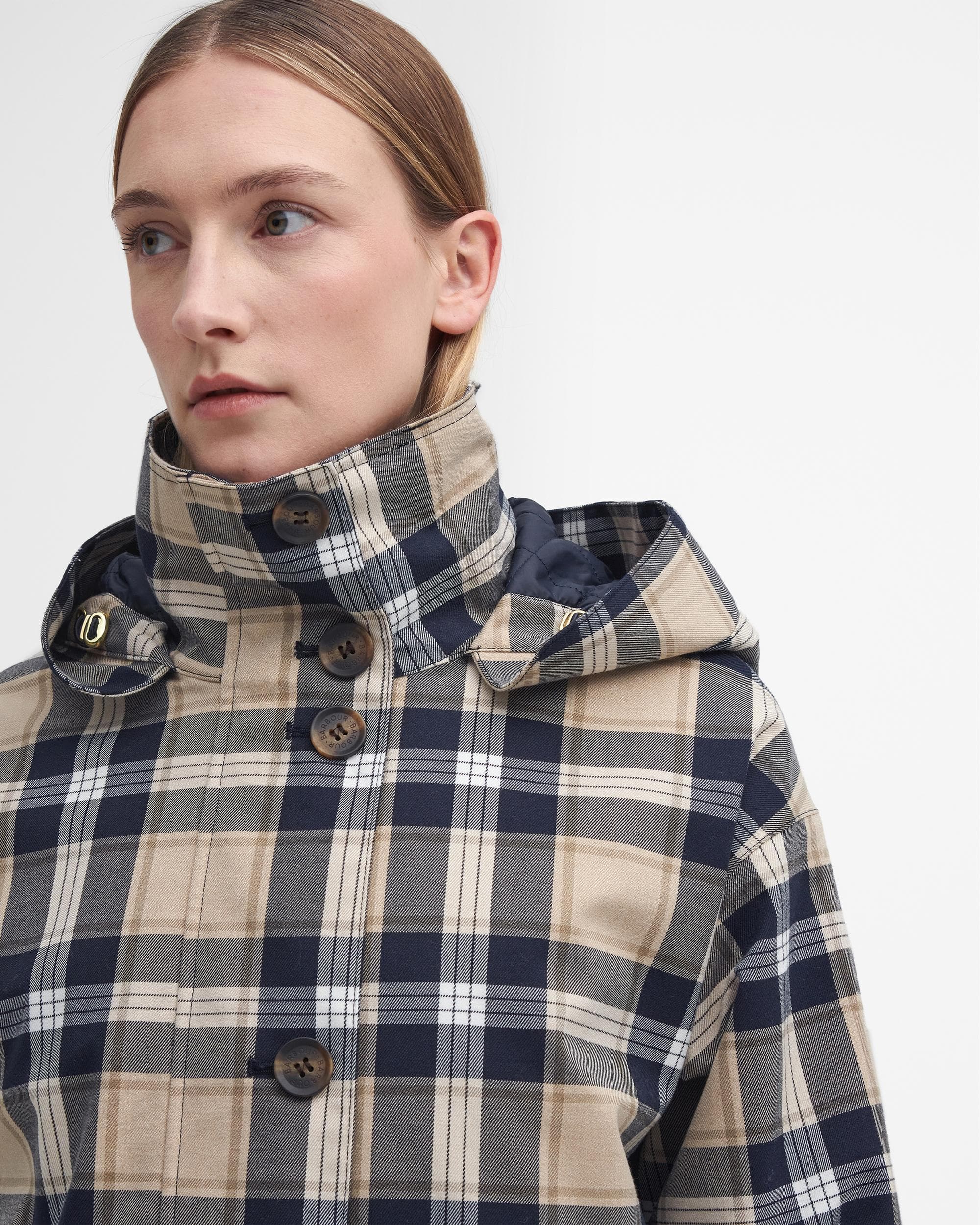 Barbour Iris Womens Long Tartan Waterproof Jacket - Image 2