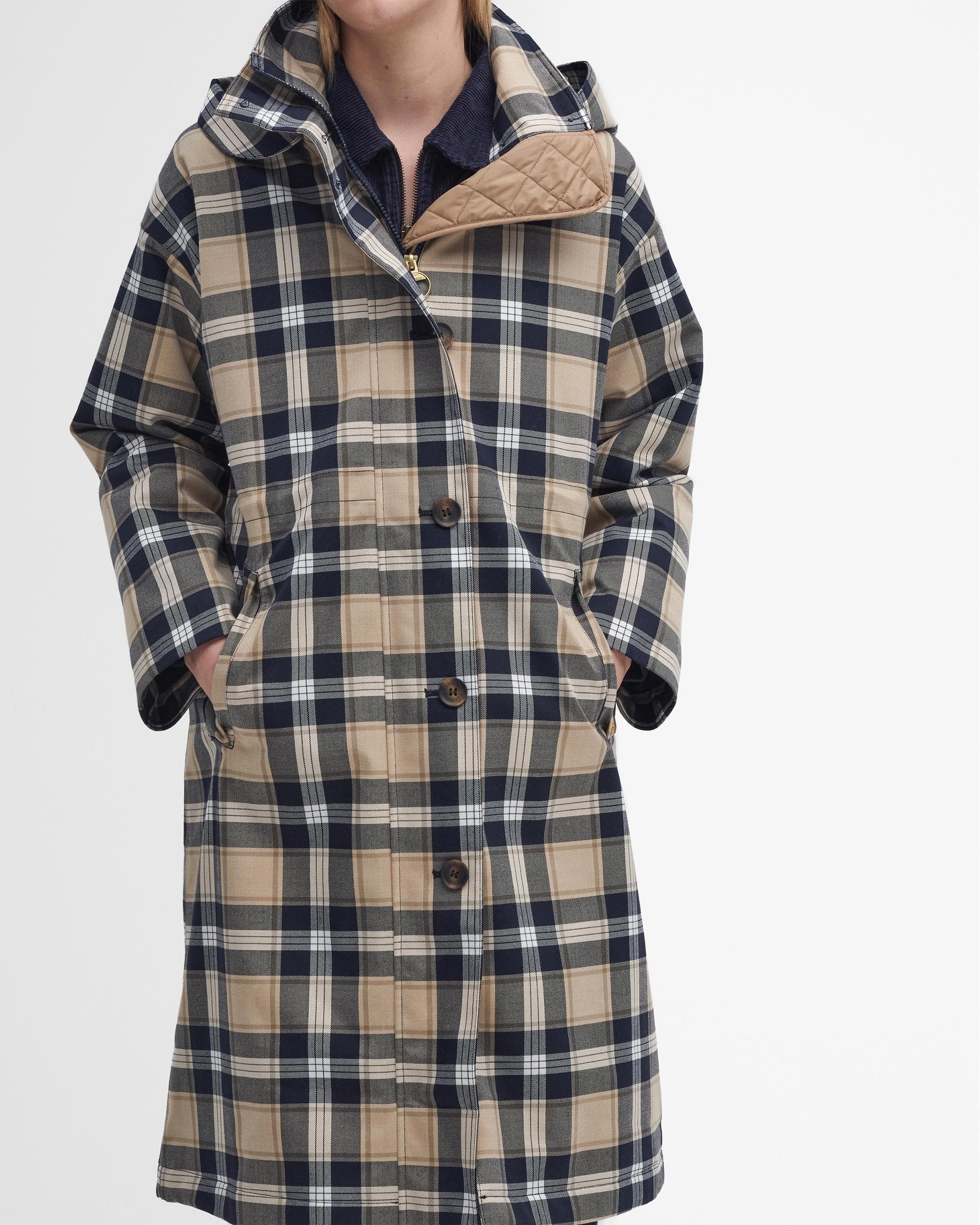 Barbour Iris Womens Long Tartan Waterproof Jacket - Image 3