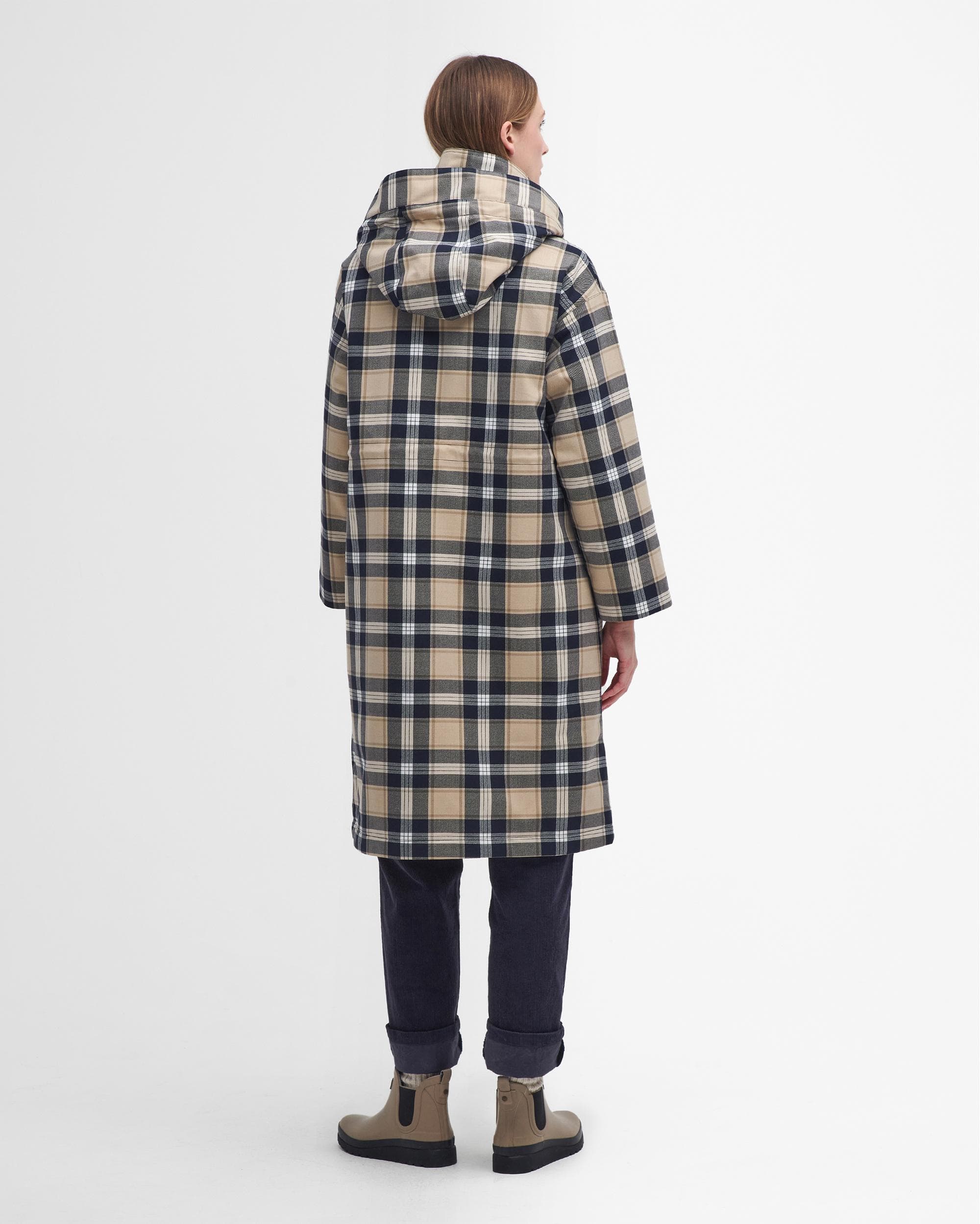 Barbour Iris Womens Long Tartan Waterproof Jacket - Image 5