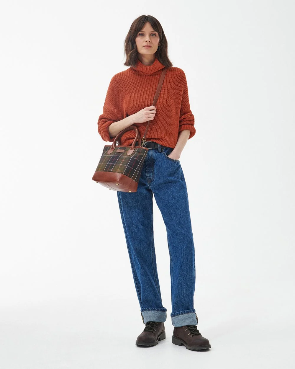 Barbour Katrine Womens Tartan Leather Tote - Image 2