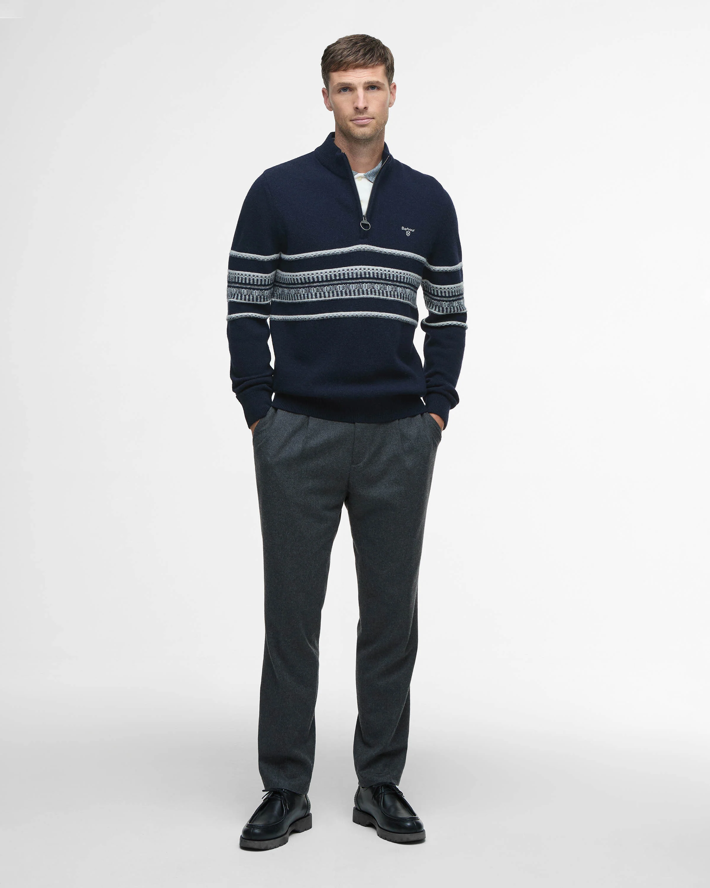 Barbour Kepwick Mens Half Zip Jumper - Navy - Image 2