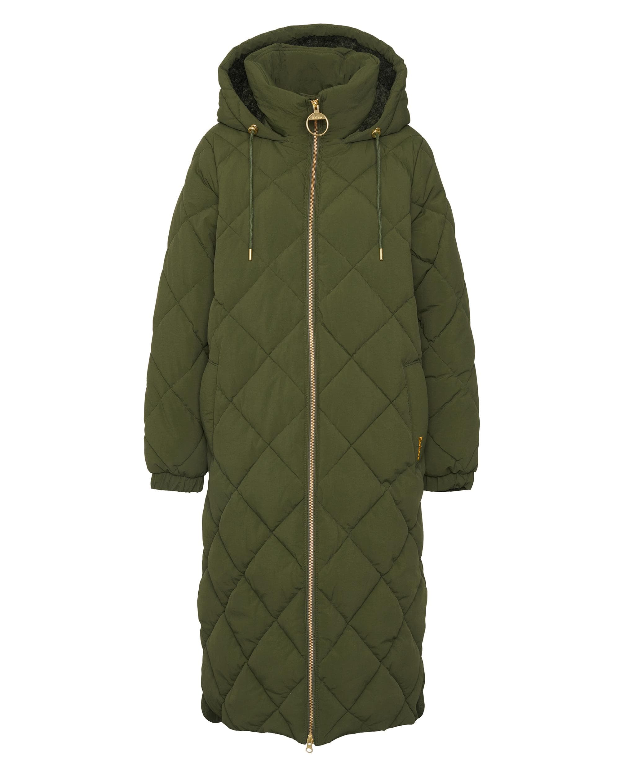 Barbour Kirkton Womens Long Puffer Jacket - Olive/Ancient - Image 10