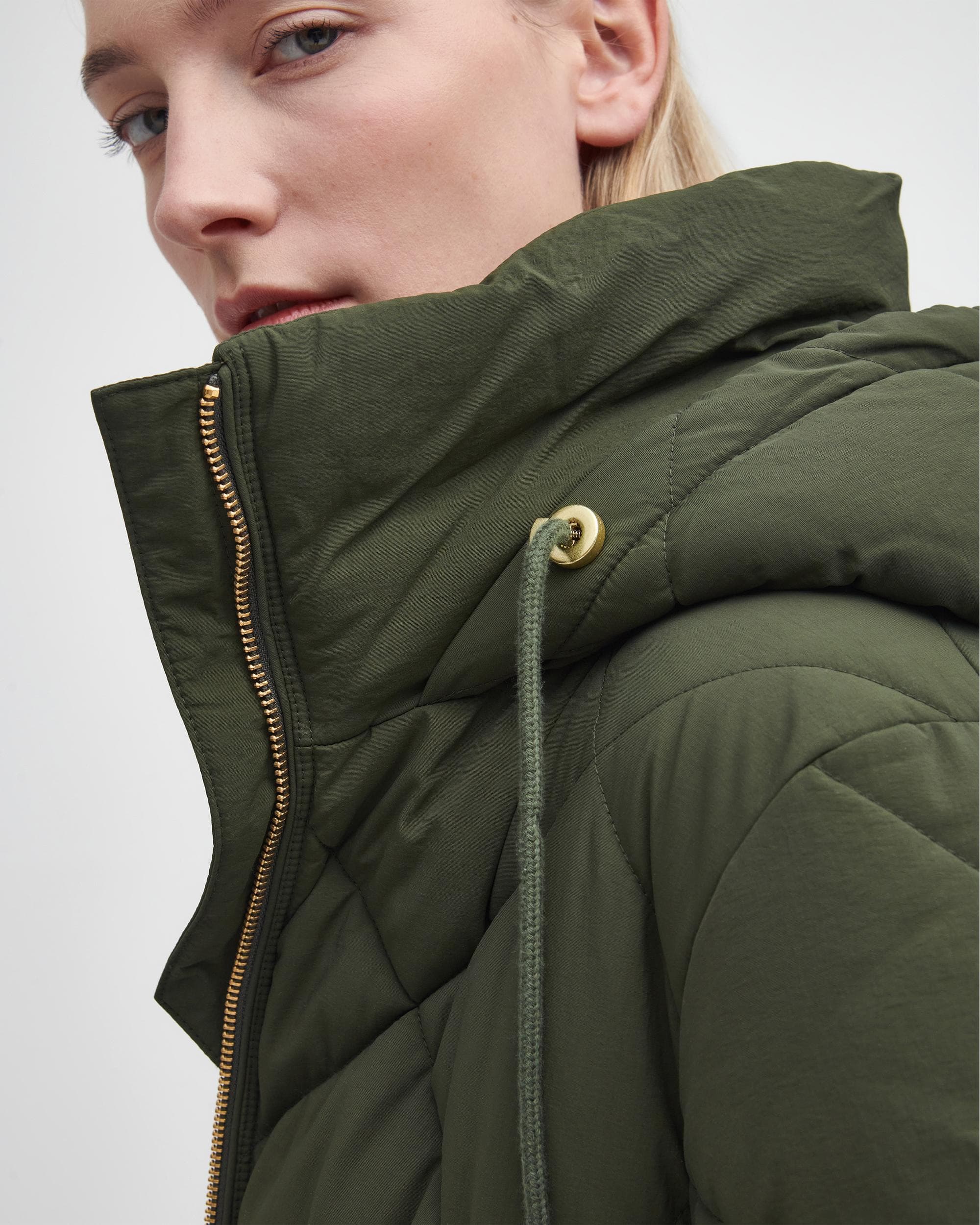 Barbour Kirkton Womens Long Puffer Jacket - Olive/Ancient - Image 2