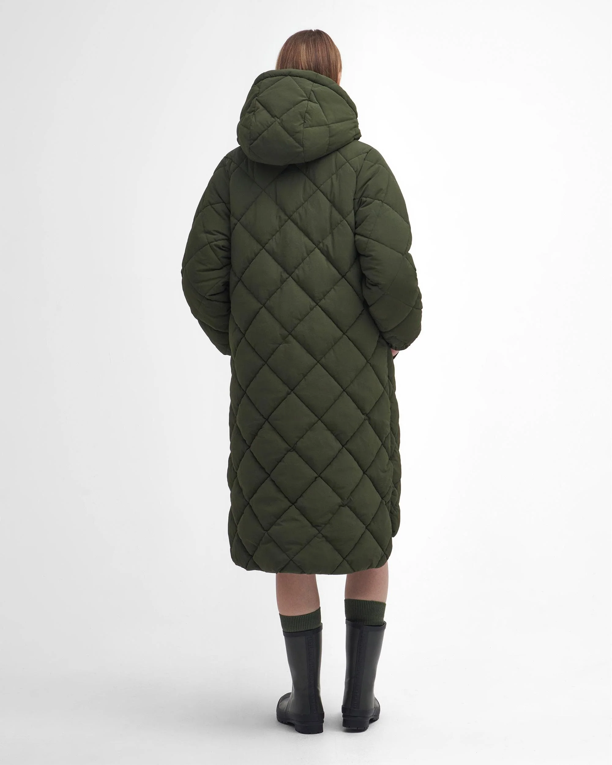 Barbour Kirkton Womens Long Puffer Jacket - Olive/Ancient - Image 5