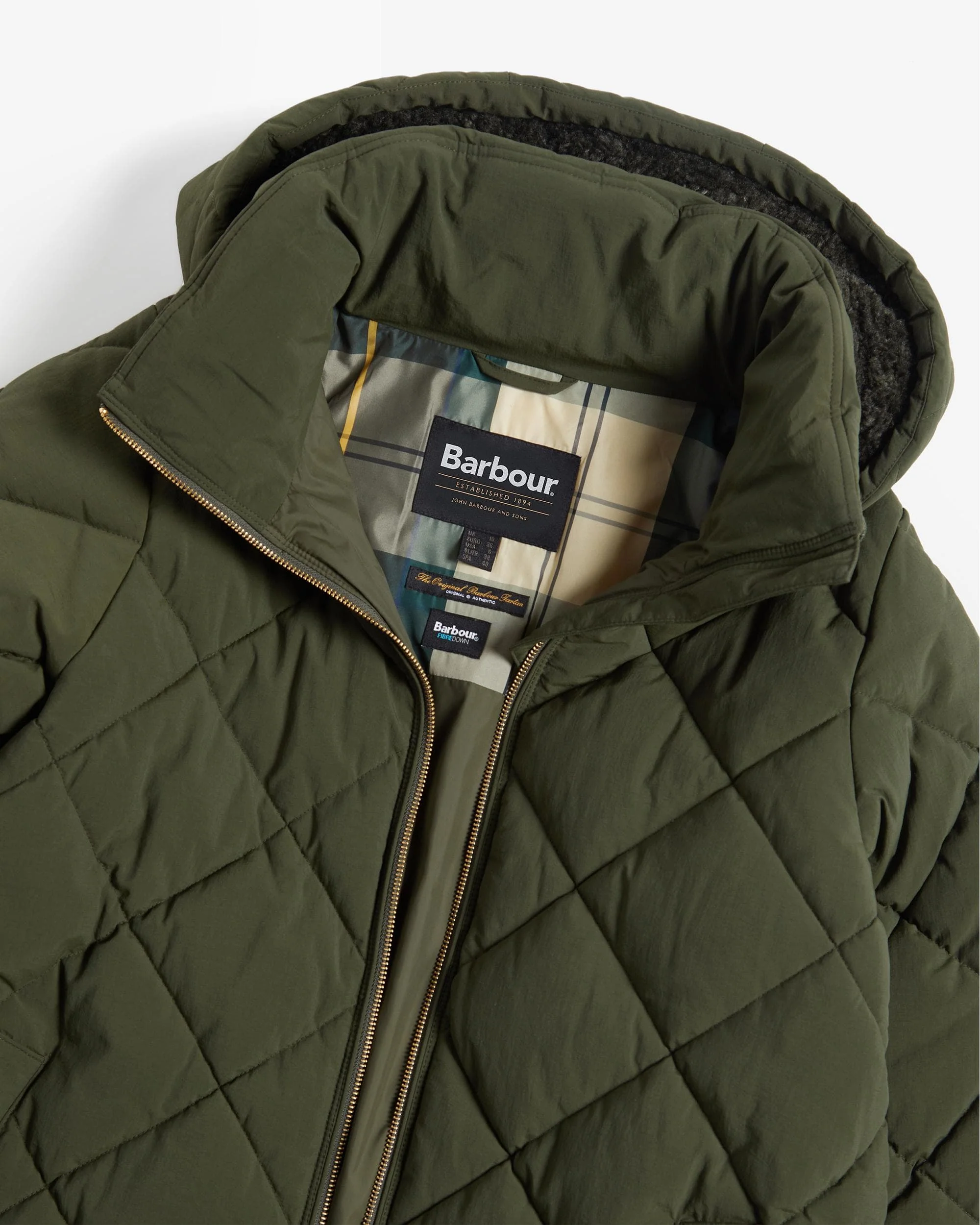 Barbour Kirkton Womens Long Puffer Jacket - Olive/Ancient - Image 7