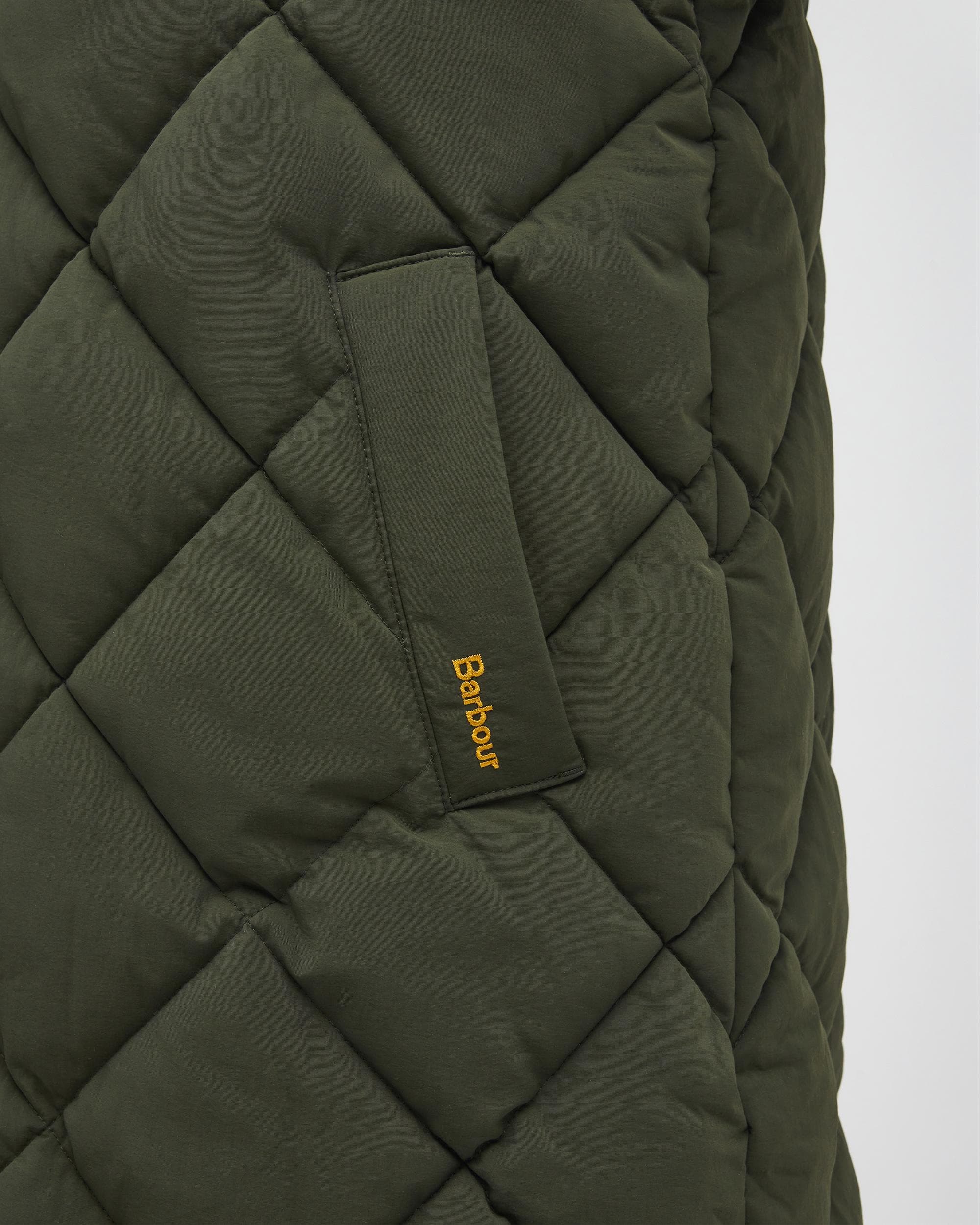 Barbour Kirkton Womens Long Puffer Jacket - Olive/Ancient - Image 8