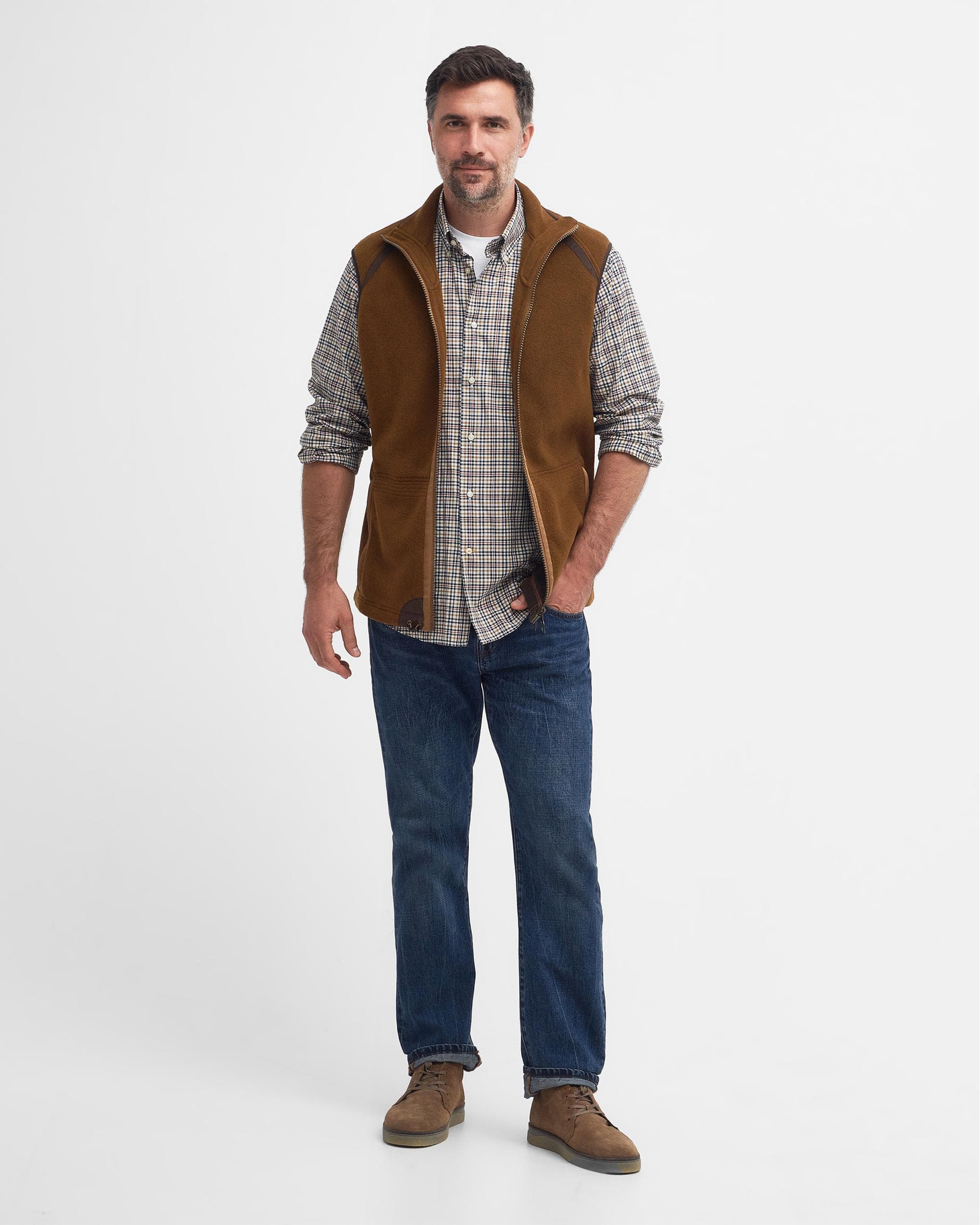 Barbour Langdale Mens Gilet - Rust Brown - Image 4