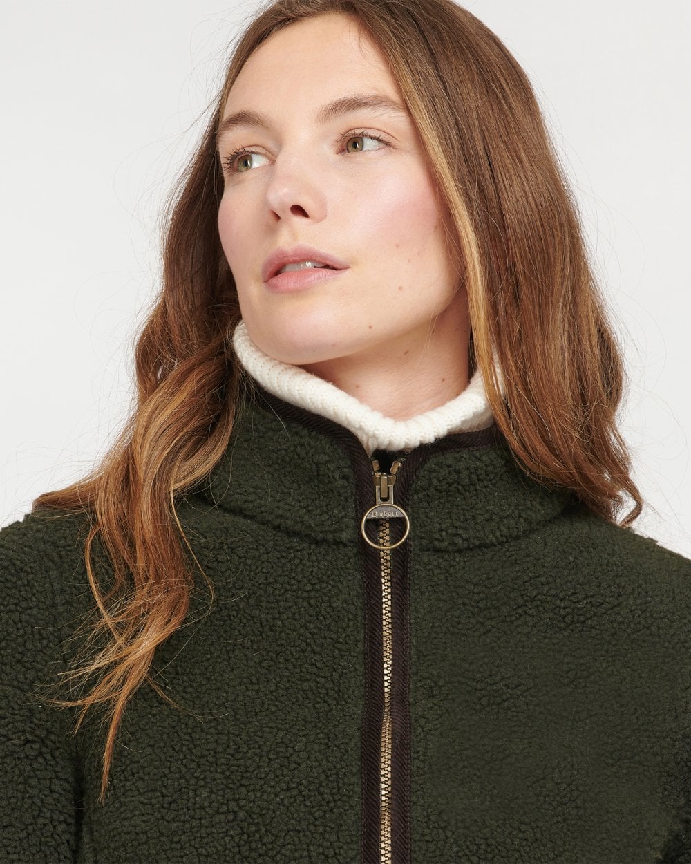 Barbour Lavenham Fleece Womens Jacket - Olive/Classic - Image 3