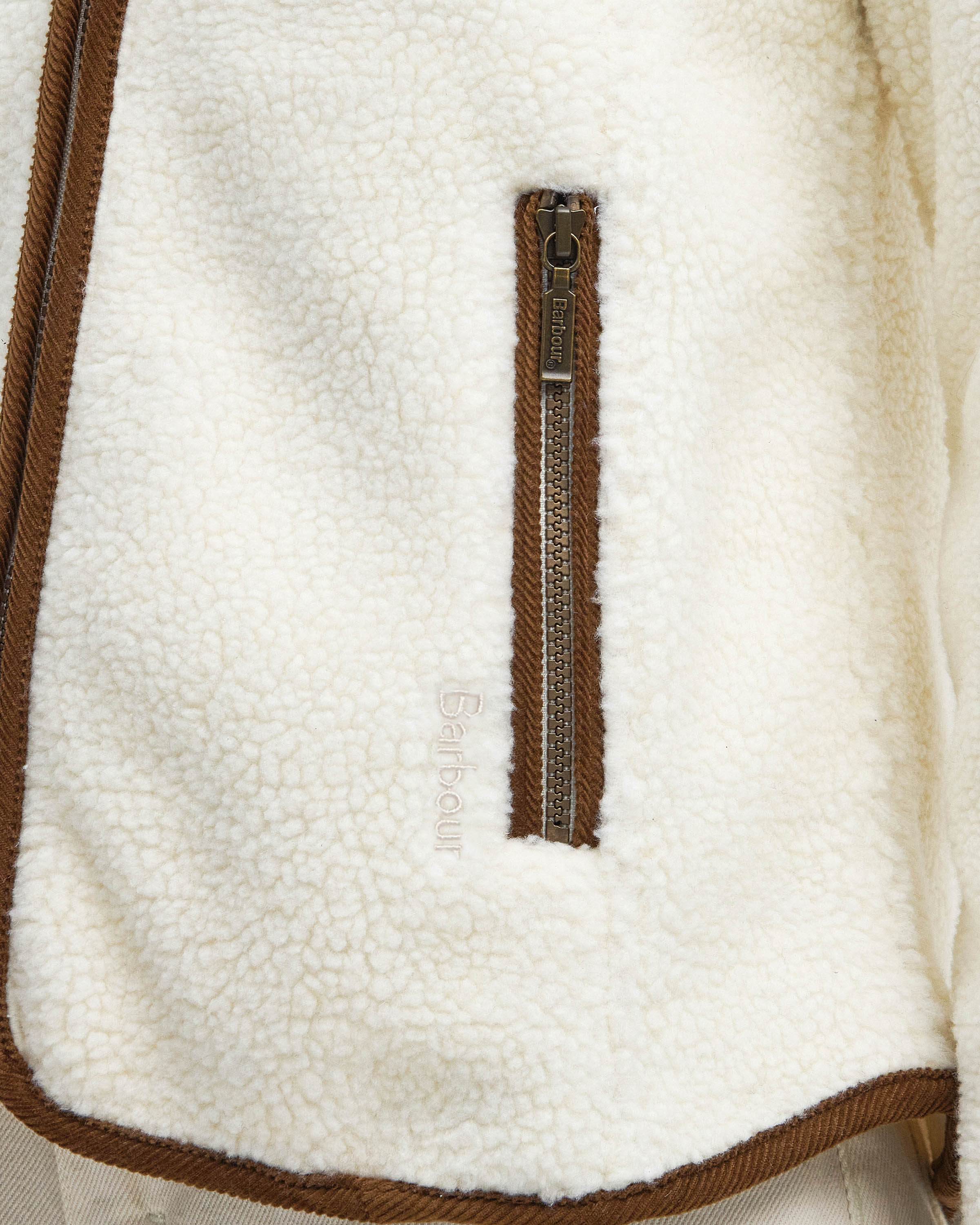 Barbour Lavenham Fleece Womens Jacket - White - Image 4