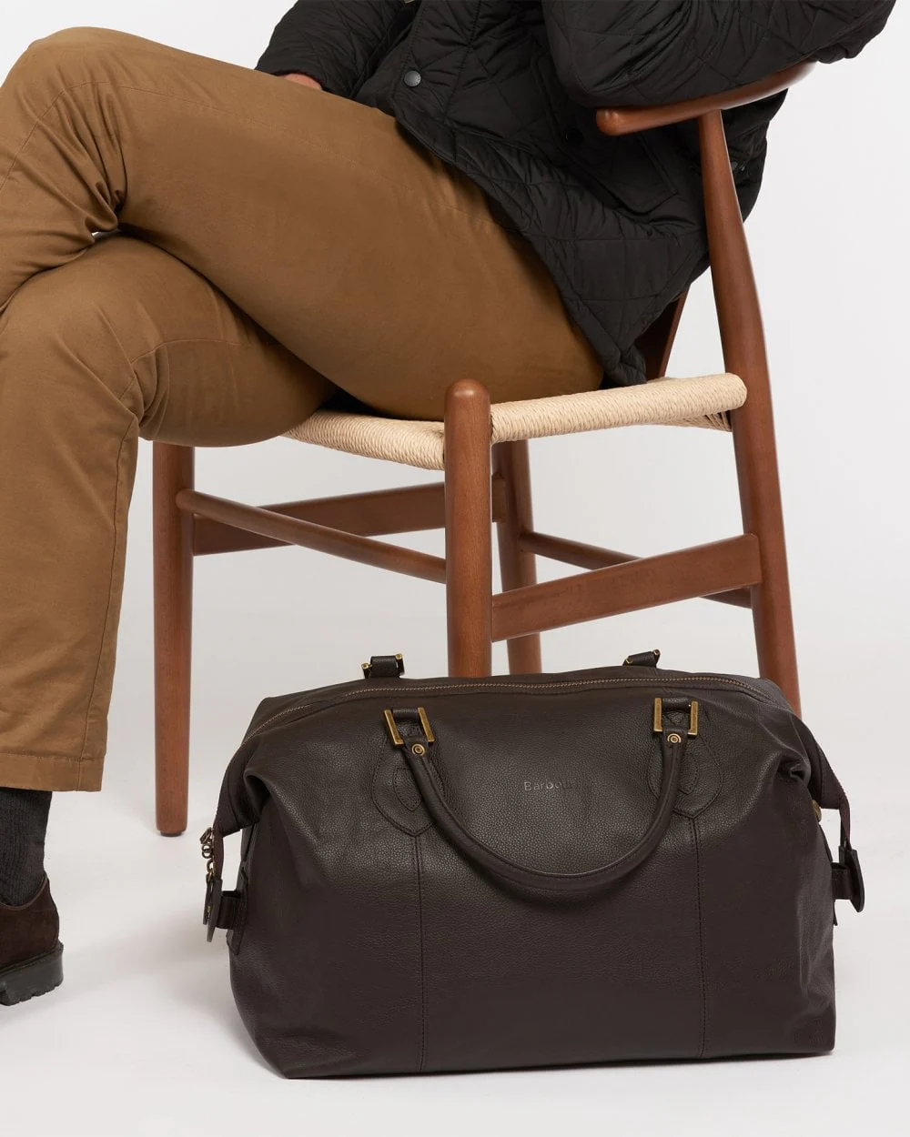 Barbour Leather Medium Unisex Travel Holdall - Image 2