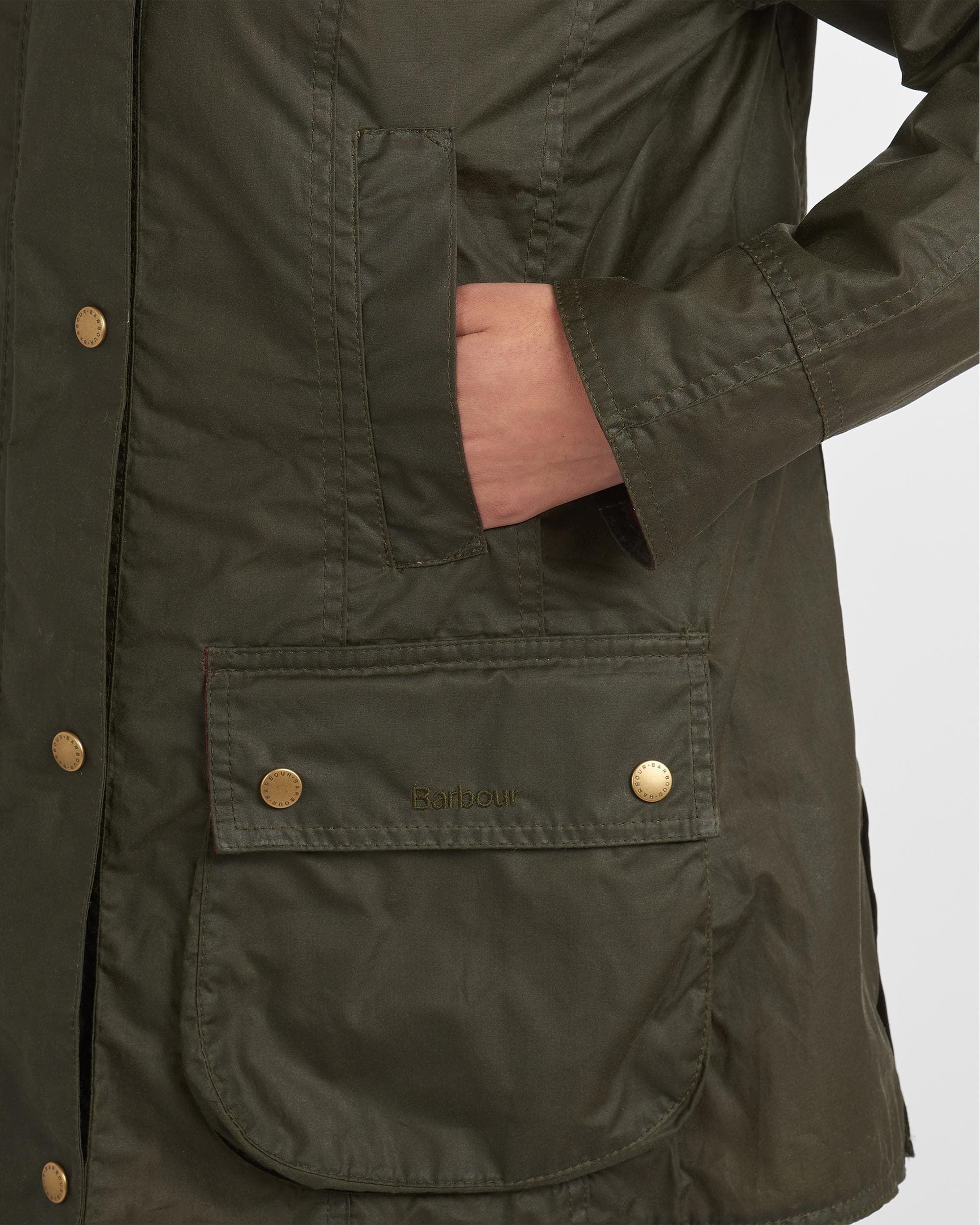 Barbour Lightweight Beadnell Womens Wax Jacket - Archive Olive - Image 4