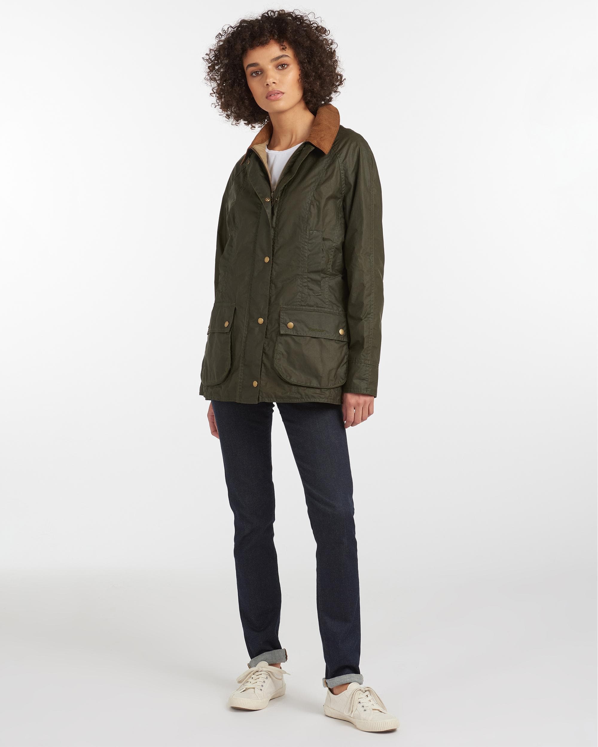Barbour Lightweight Beadnell Womens Wax Jacket - Archive Olive - Image 5