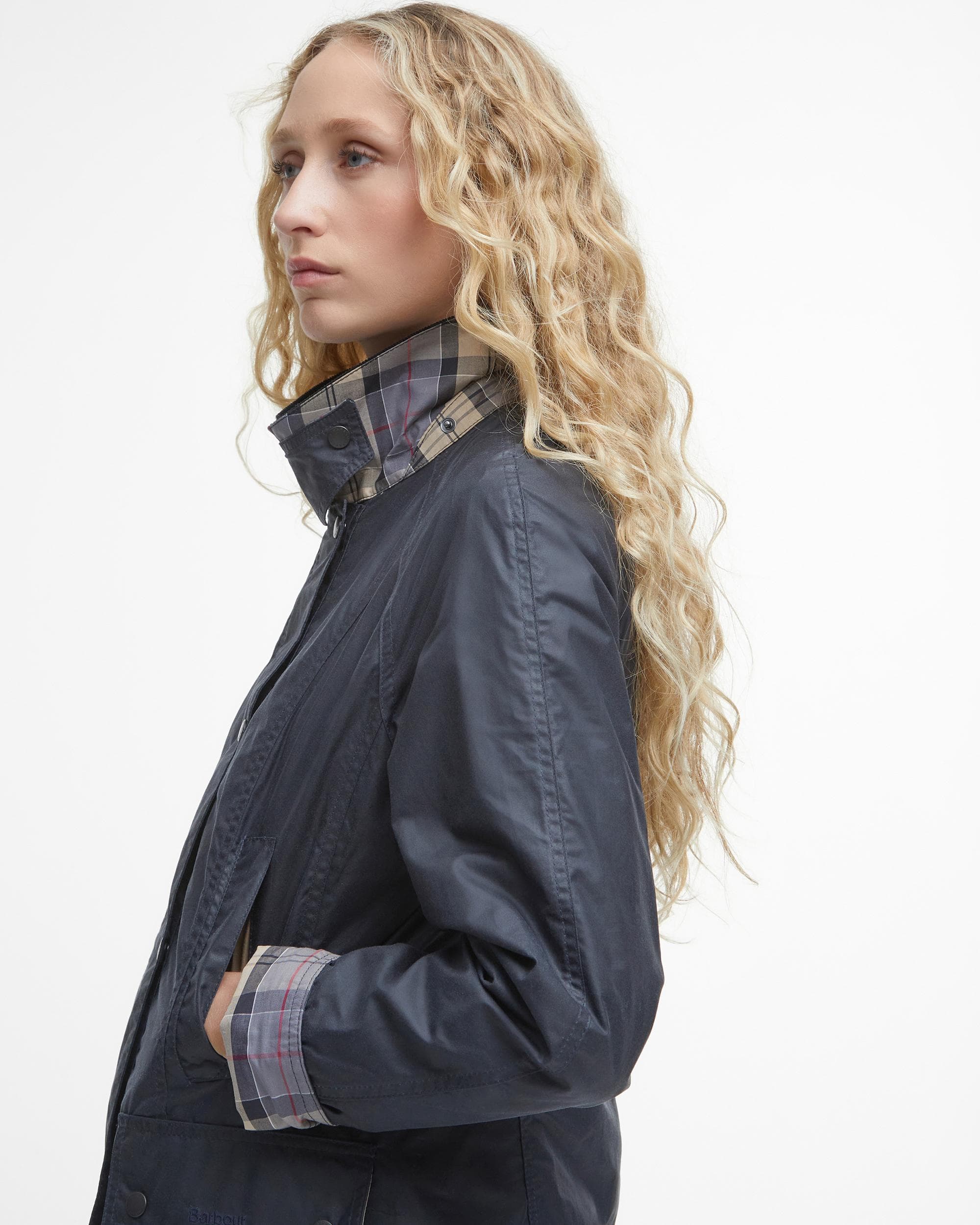 Barbour Lightweight Beadnell Womens Wax Jacket - Royal Navy - Image 5
