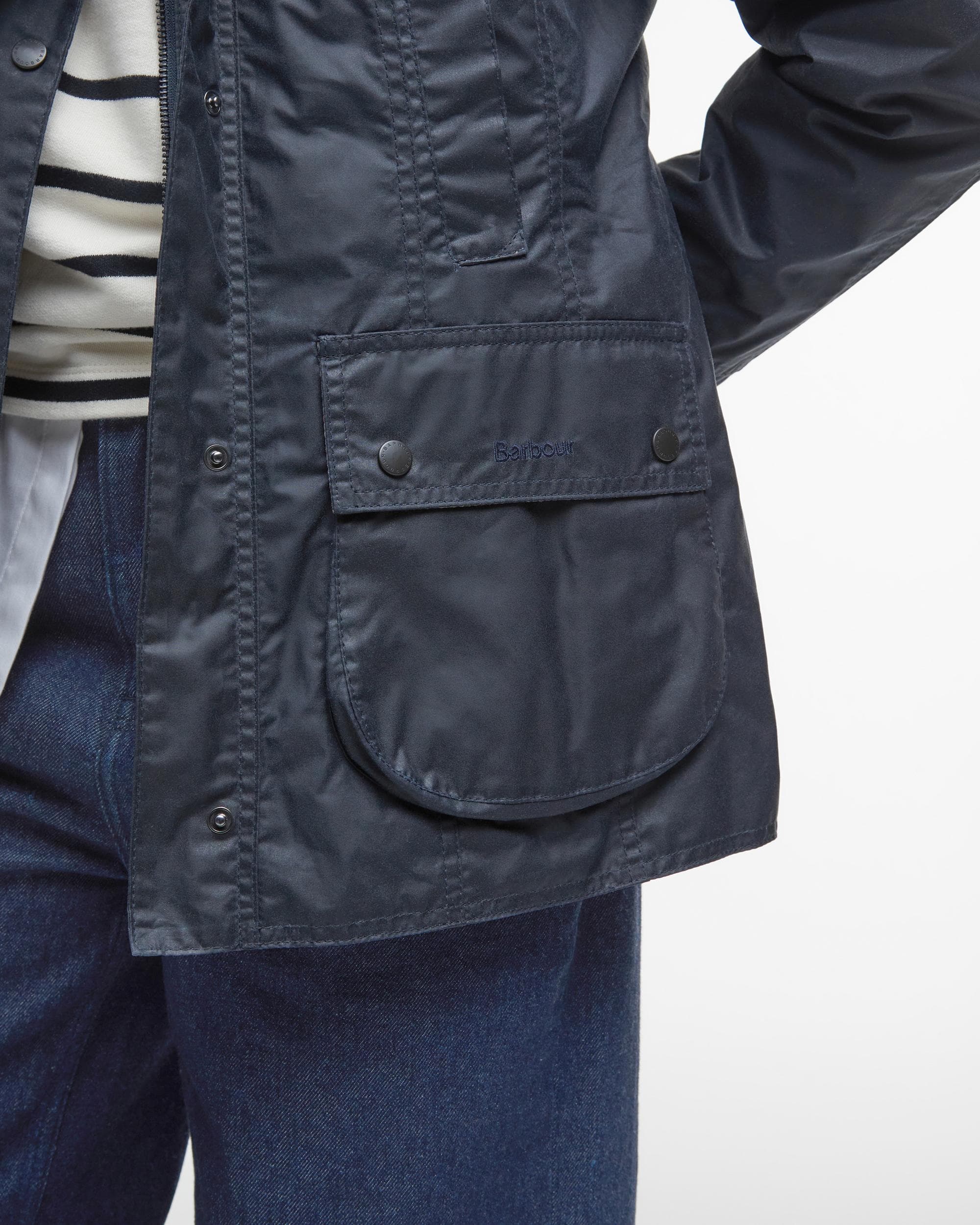 Barbour Lightweight Beadnell Womens Wax Jacket - Royal Navy - Image 7