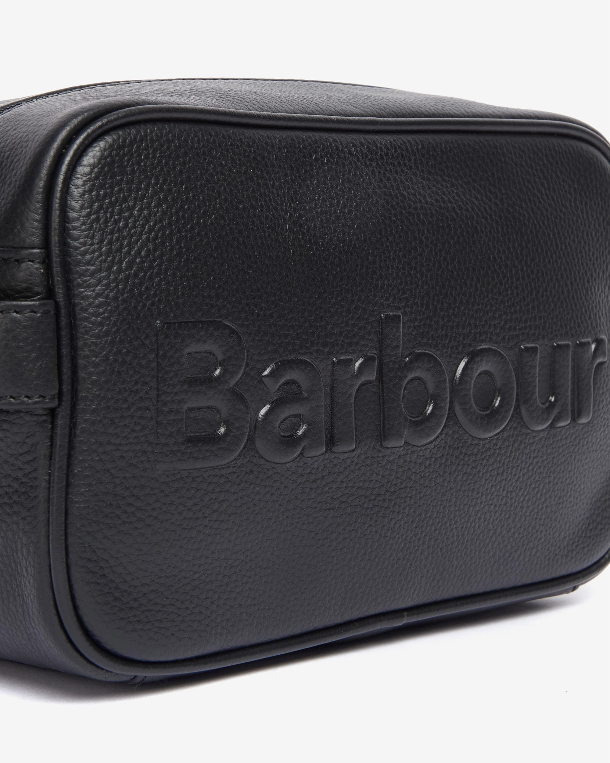 Barbour Logo Mens Leather Washbag - Image 2
