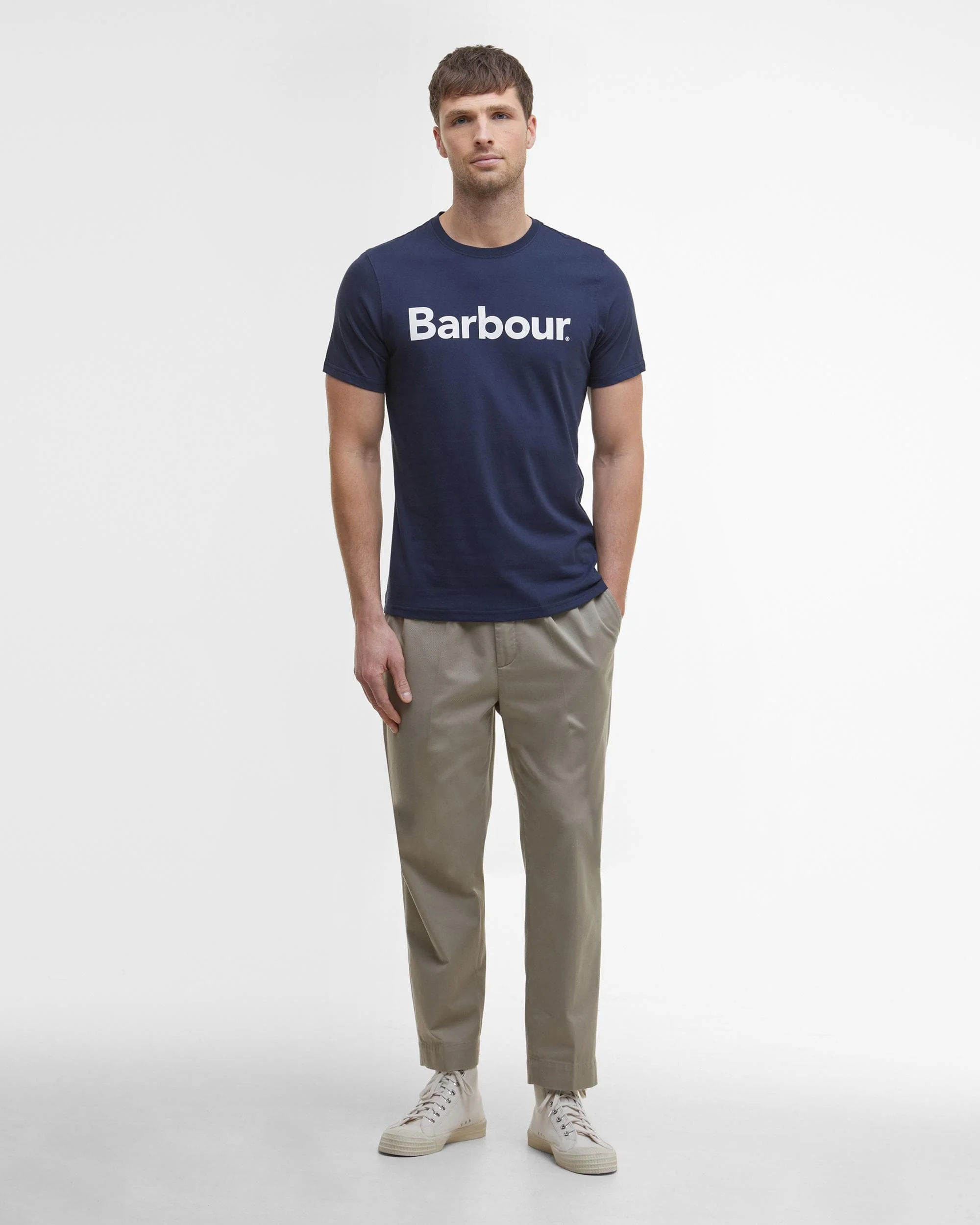 Barbour Logo Mens T-Shirt - New Navy - Image 3
