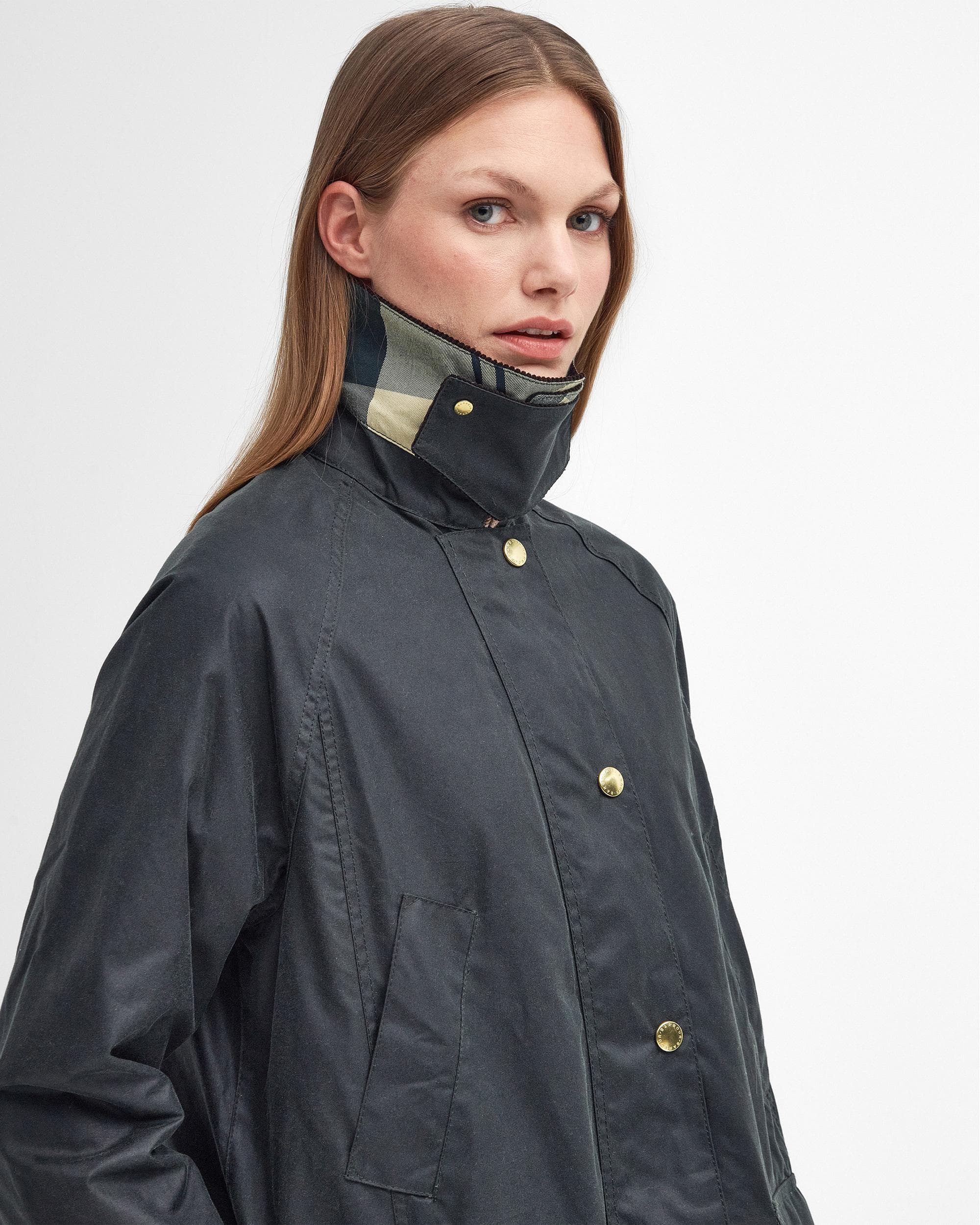 Barbour Long Beadnell Womens Wax Jacket - Sage/Ancient - Image 4