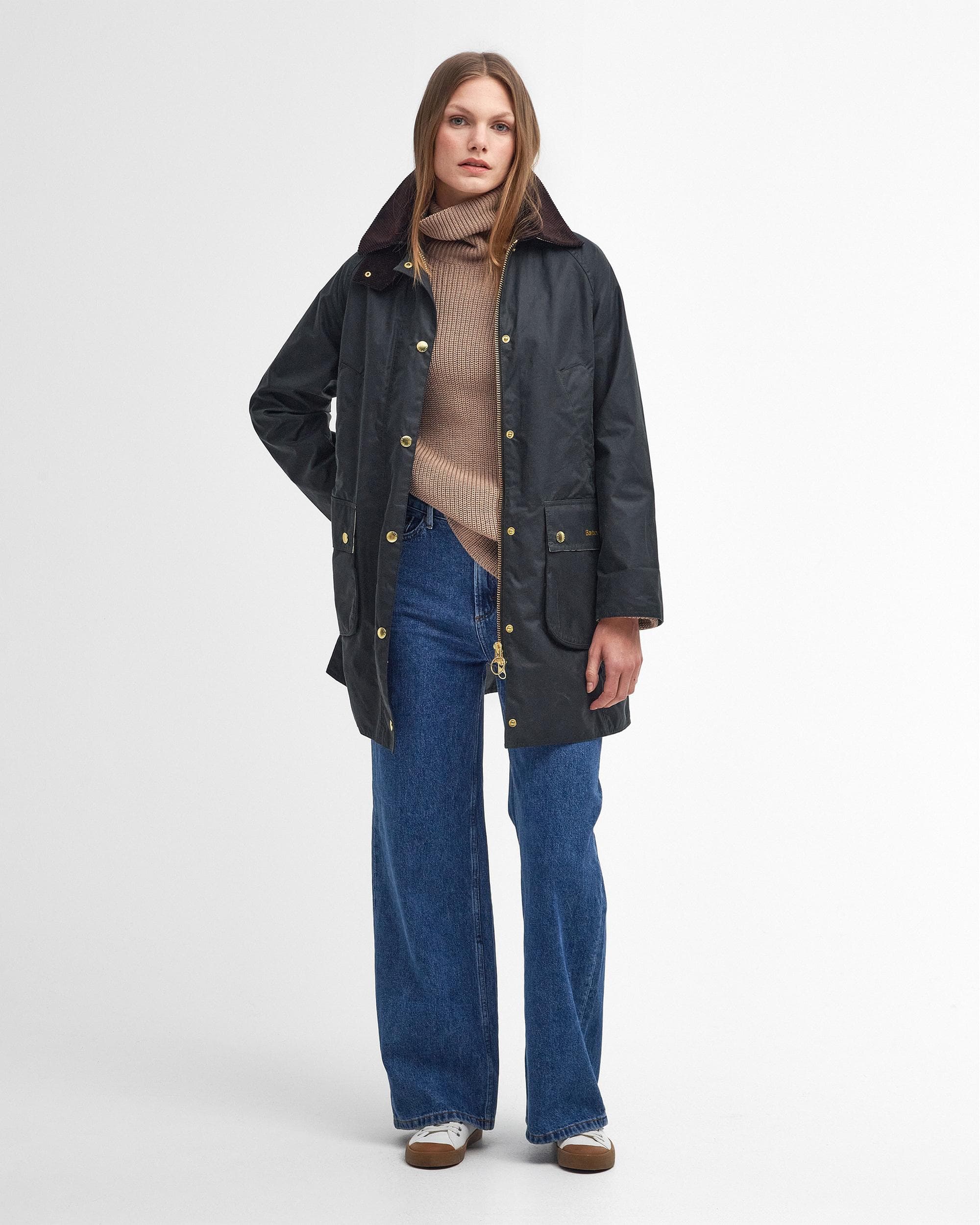 Barbour Long Beadnell Womens Wax Jacket - Sage/Ancient - Image 5