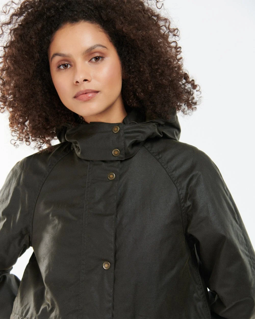 Barbour Long Cannich Womens Wax Jacket - Olive/Classic - Image 2
