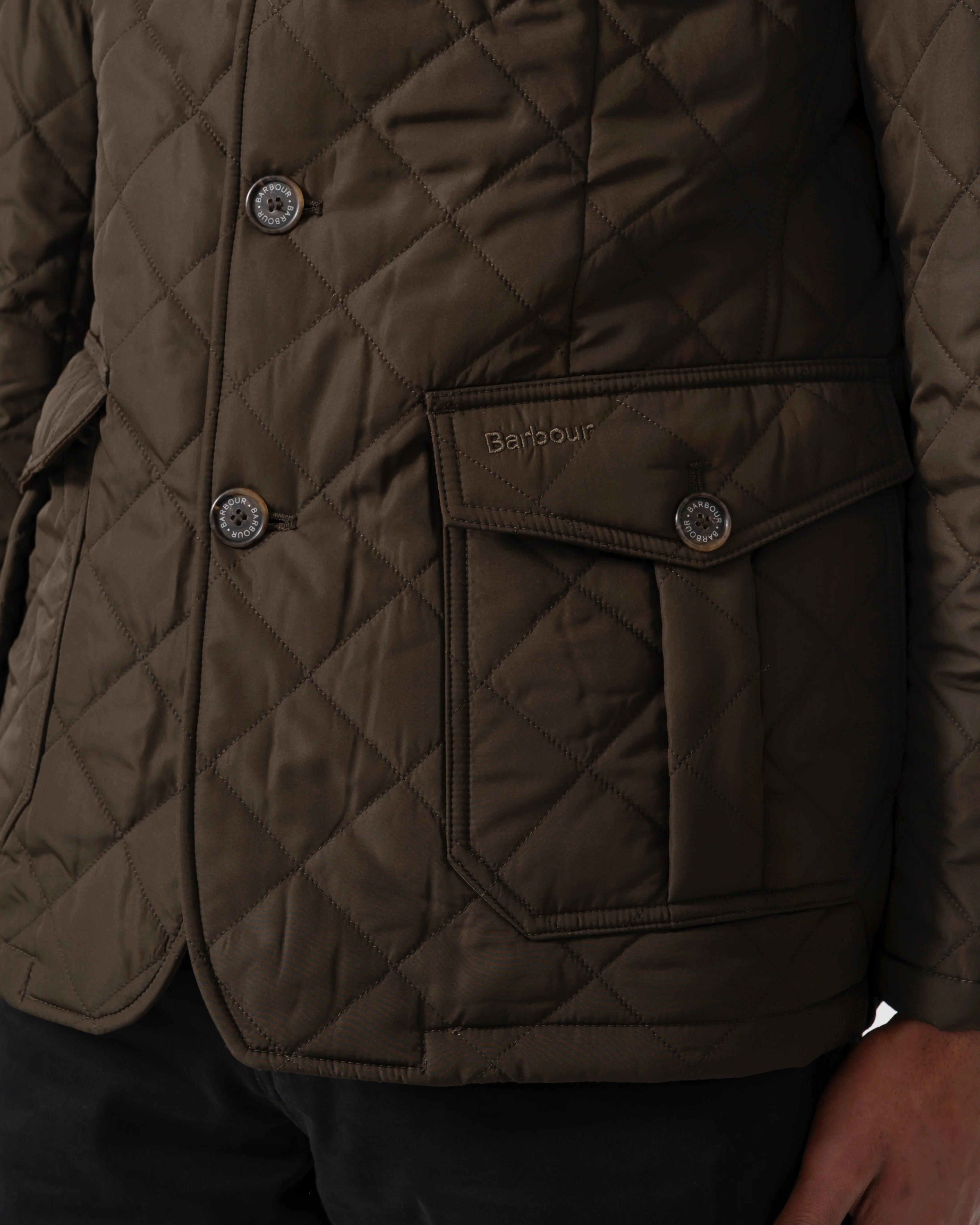 Barbour Lutz Mens Quilted Jacket - Olive - Image 3
