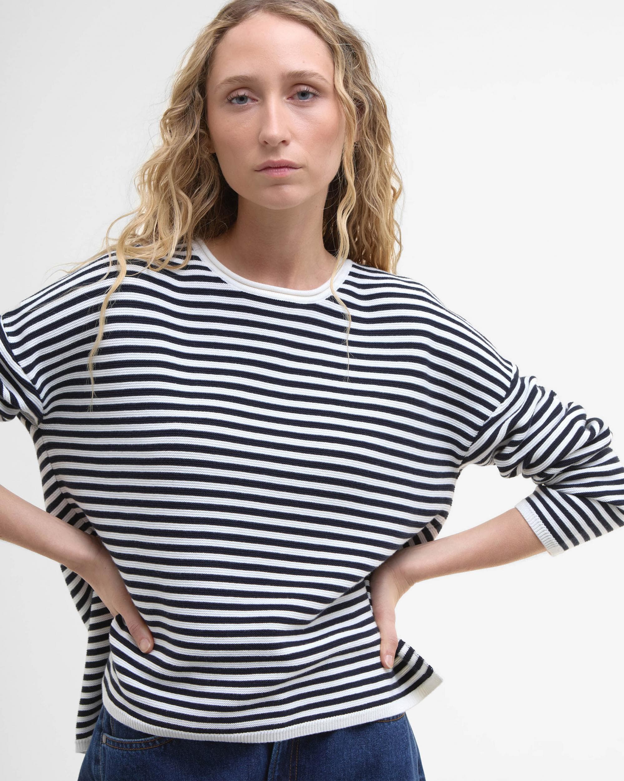 Barbour Marine Stripe Womens Knitted Jumper - Navy Stripe - Image 2