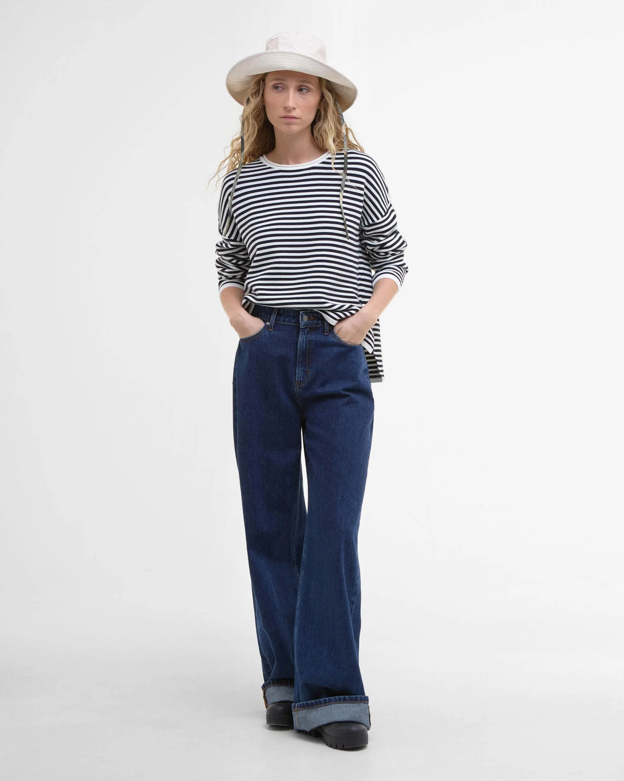 Barbour Marine Stripe Womens Knitted Jumper - Navy Stripe - Image 3