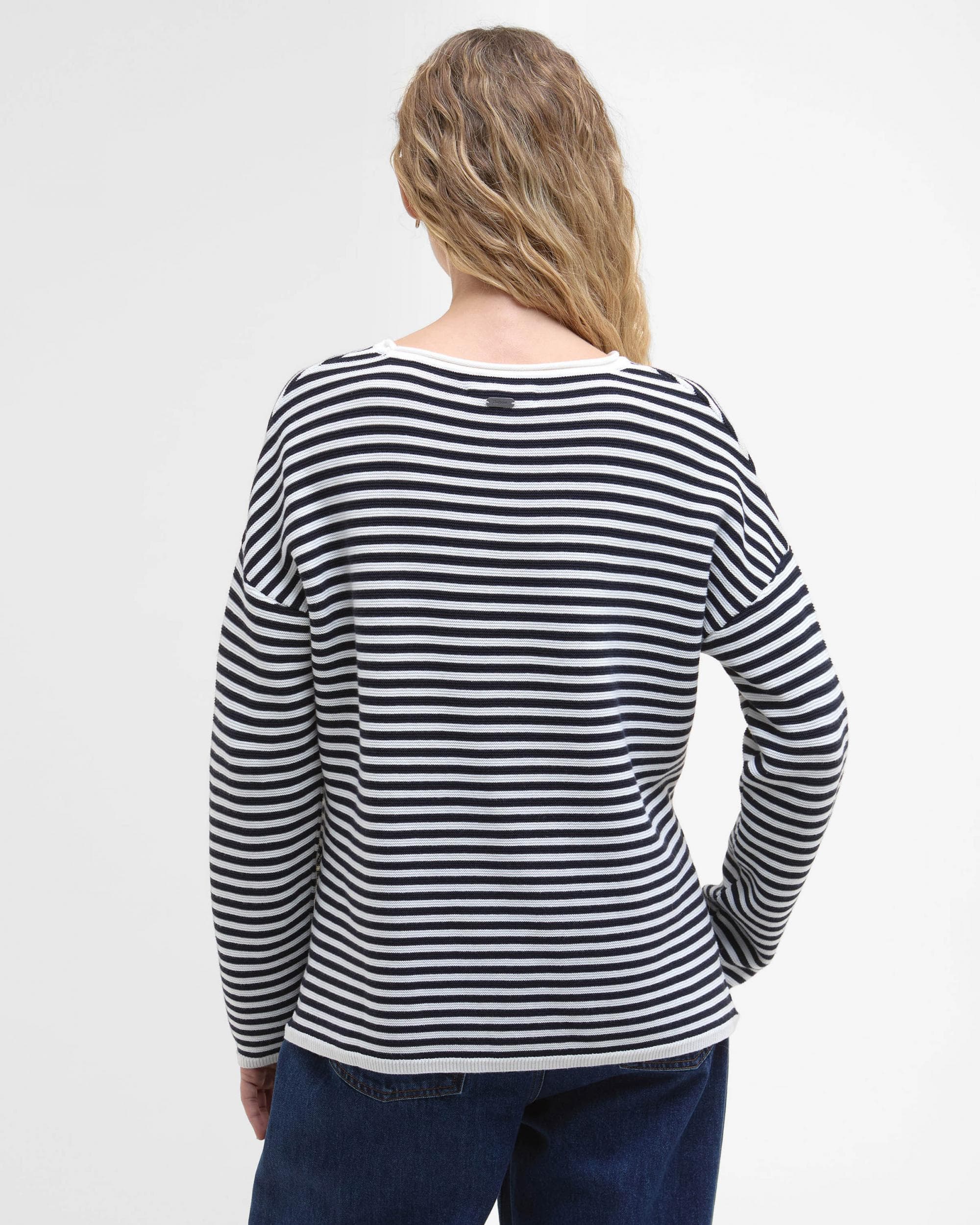 Barbour Marine Stripe Womens Knitted Jumper - Navy Stripe - Image 4