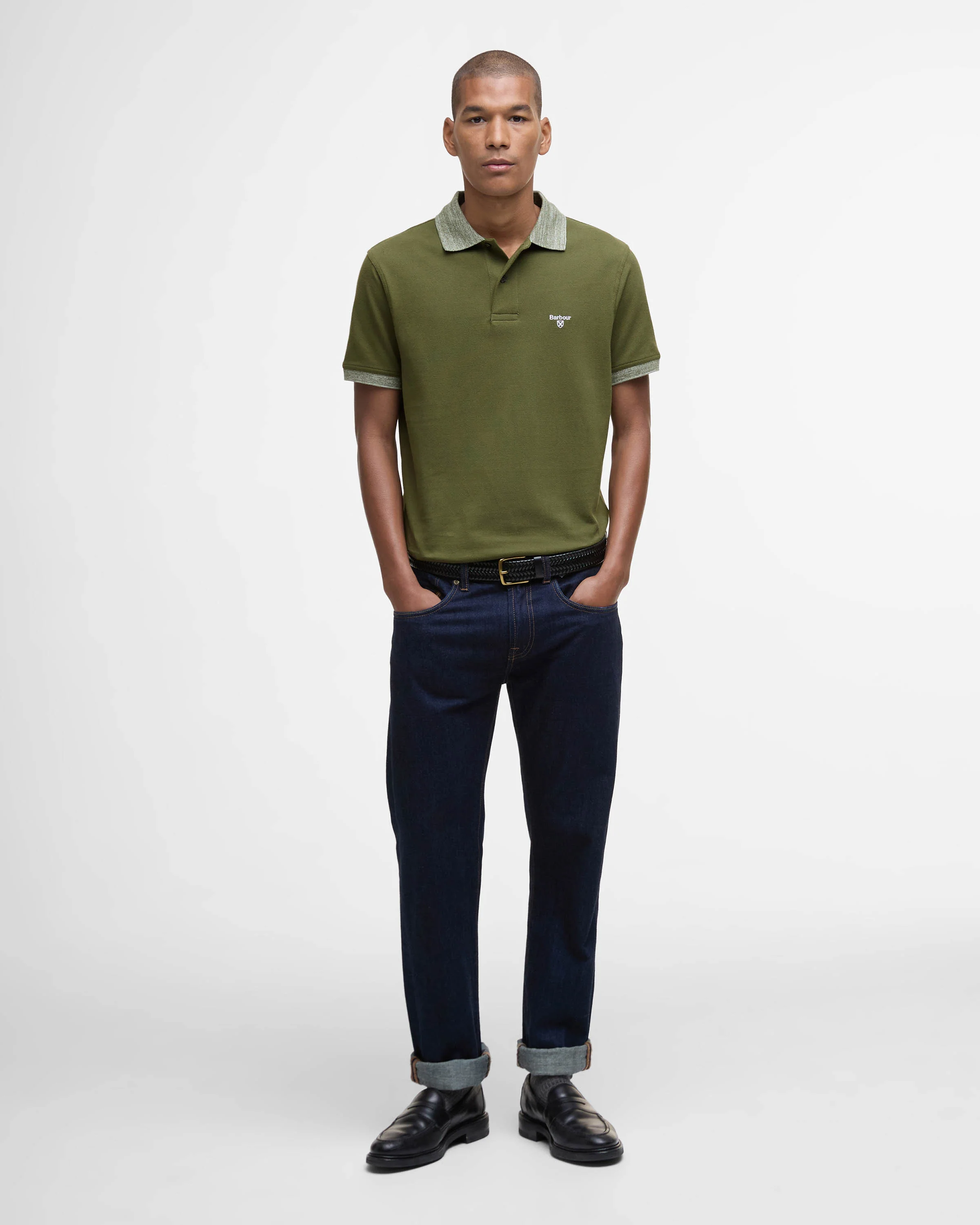 Barbour Marlton Mens Tailored Fit Polo Shirt - Winter Moss - Image 3