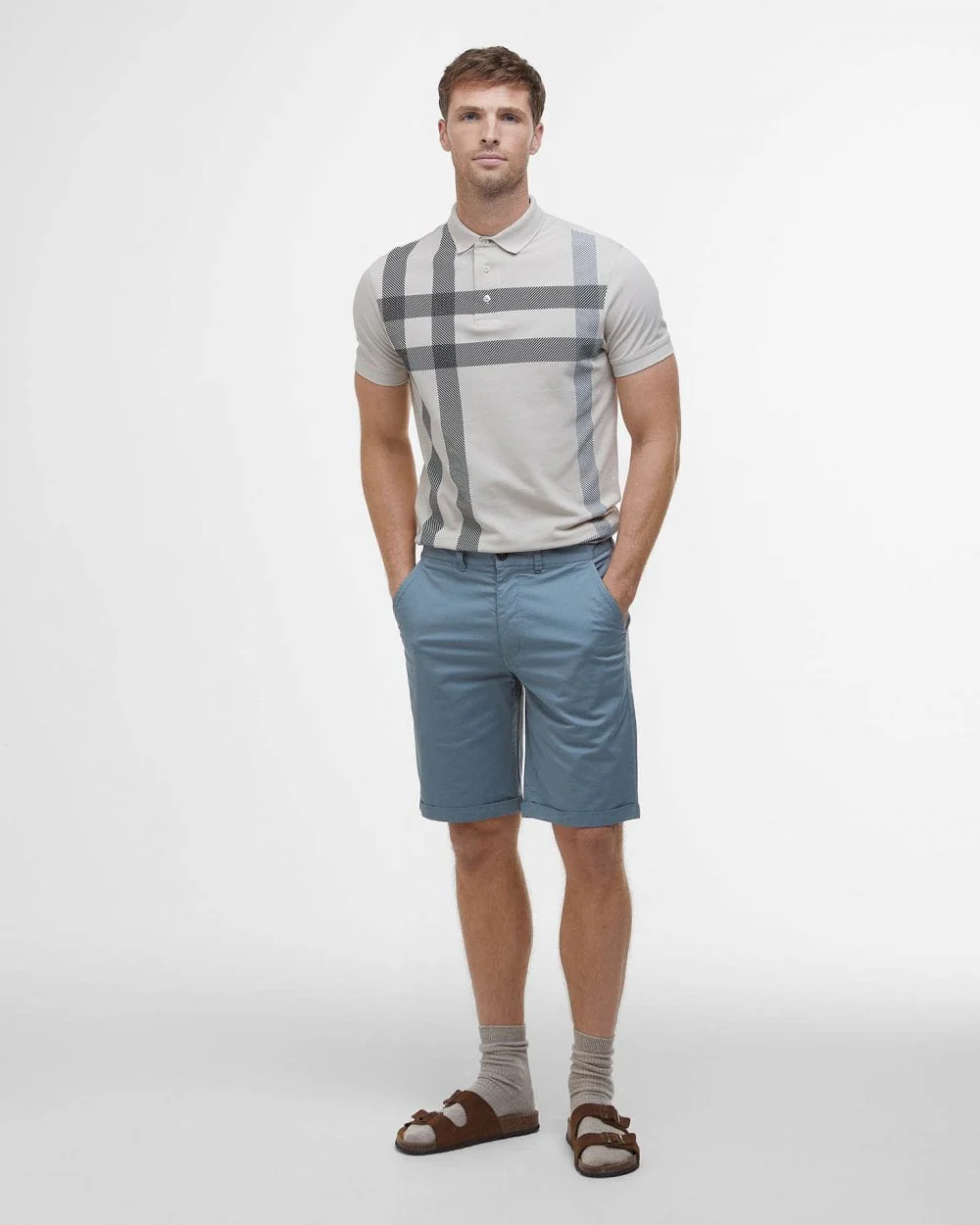 Barbour Mens Smart Chino Shorts - Lead - Image 2