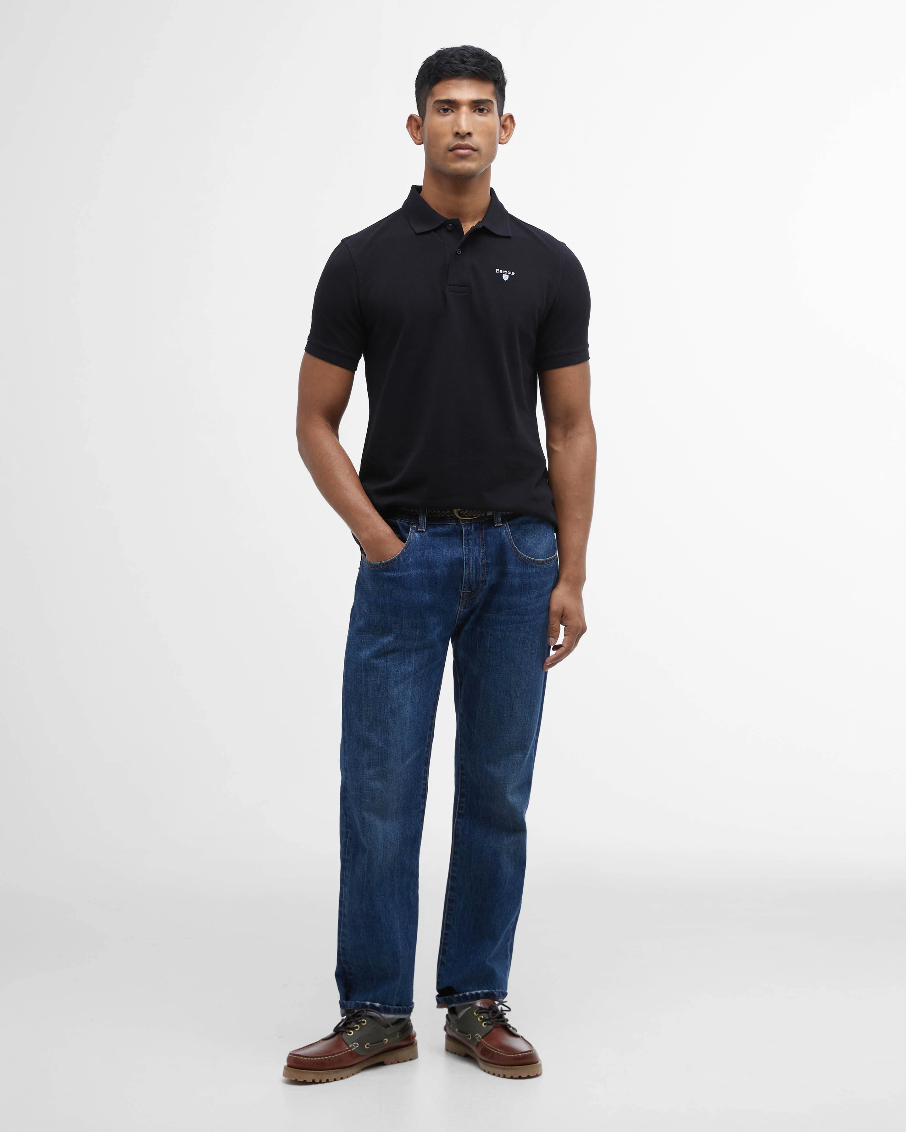 Barbour Mens Sports Polo Shirt - Black - Image 2
