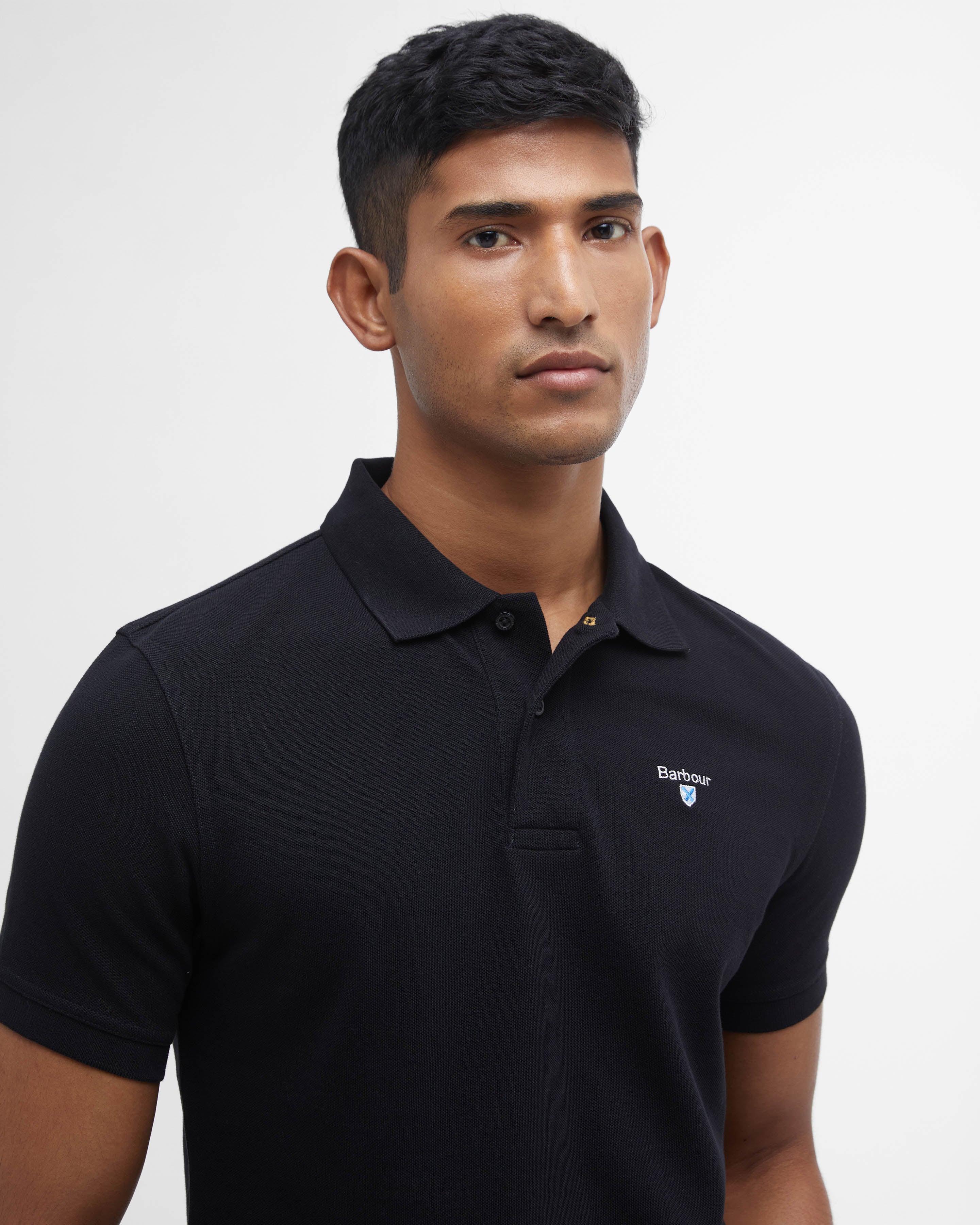 Barbour Mens Sports Polo Shirt - Black - Image 3